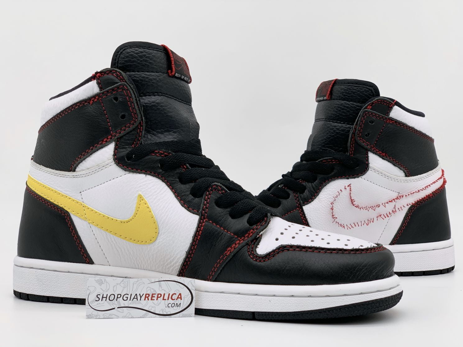 Giày Nike Air Jordan 1 Retro High Defiant White Black Gym Red Rep 1:1
