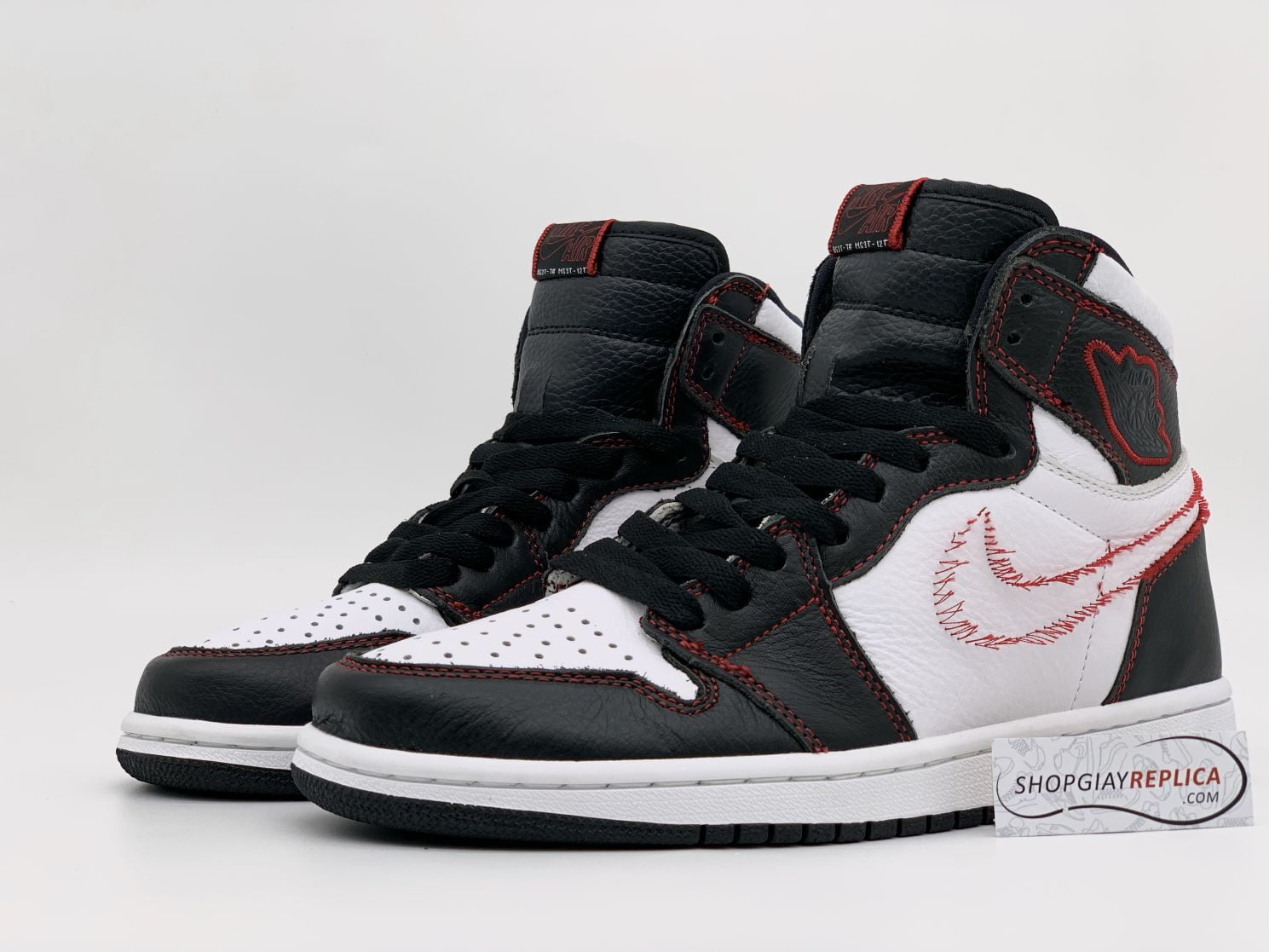 Giày Air Jordan 1 Retro High Defiant White Black Gym Red Rep 11