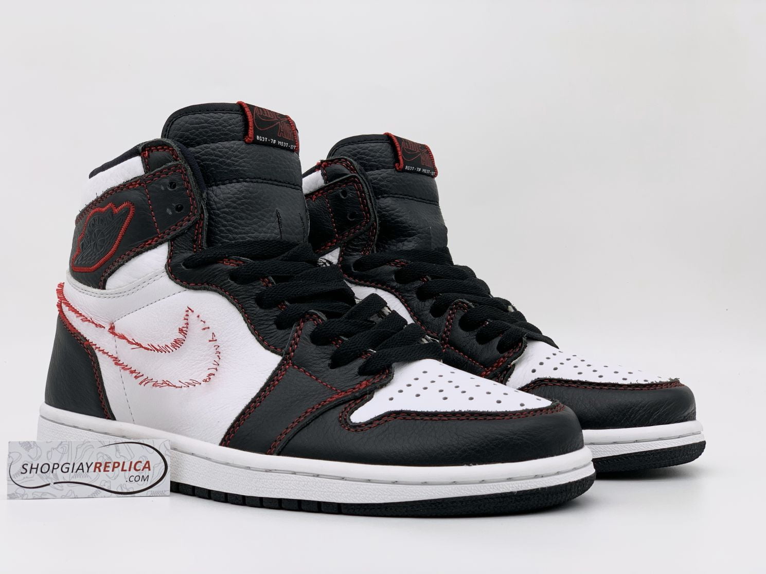 Giày Nike Air Jordan 1 Retro High Defiant White Black Gym Red rep 1:1