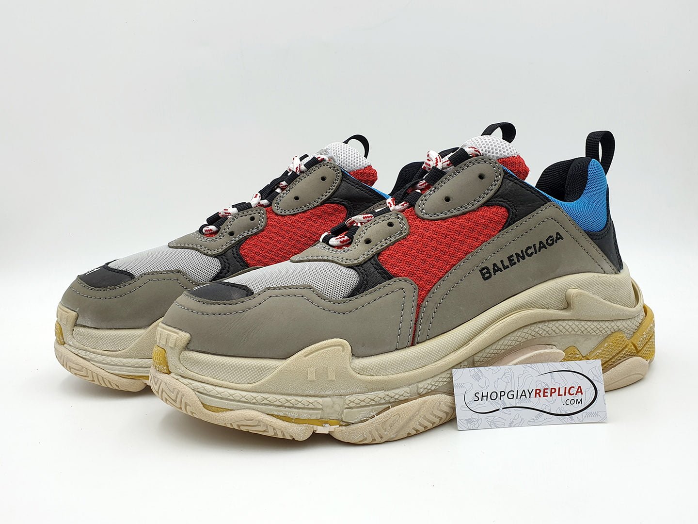 Giày Balenciaga Triple S xanh đỏ replica 1:1