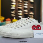 giày converse tim thấp trắng replica