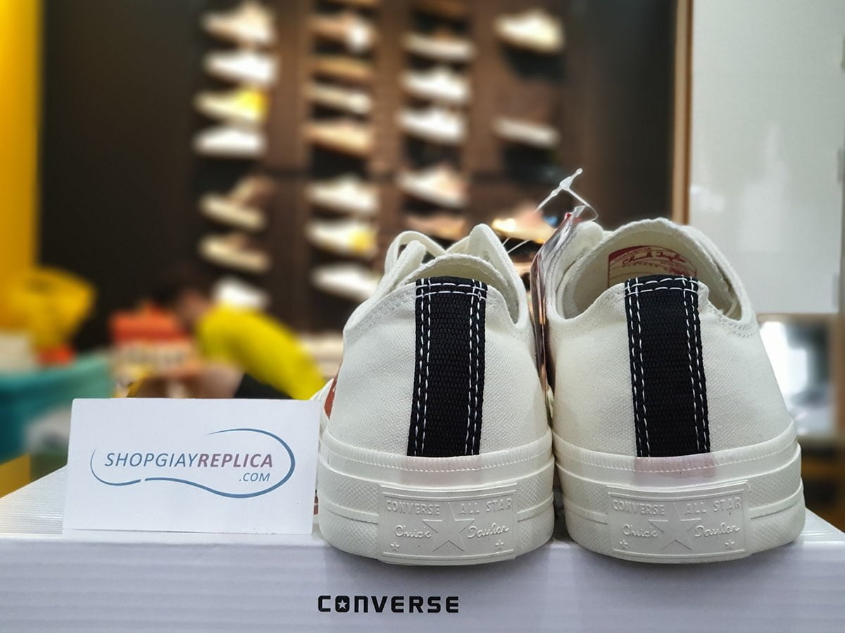giày converse tim thấp trắng replica