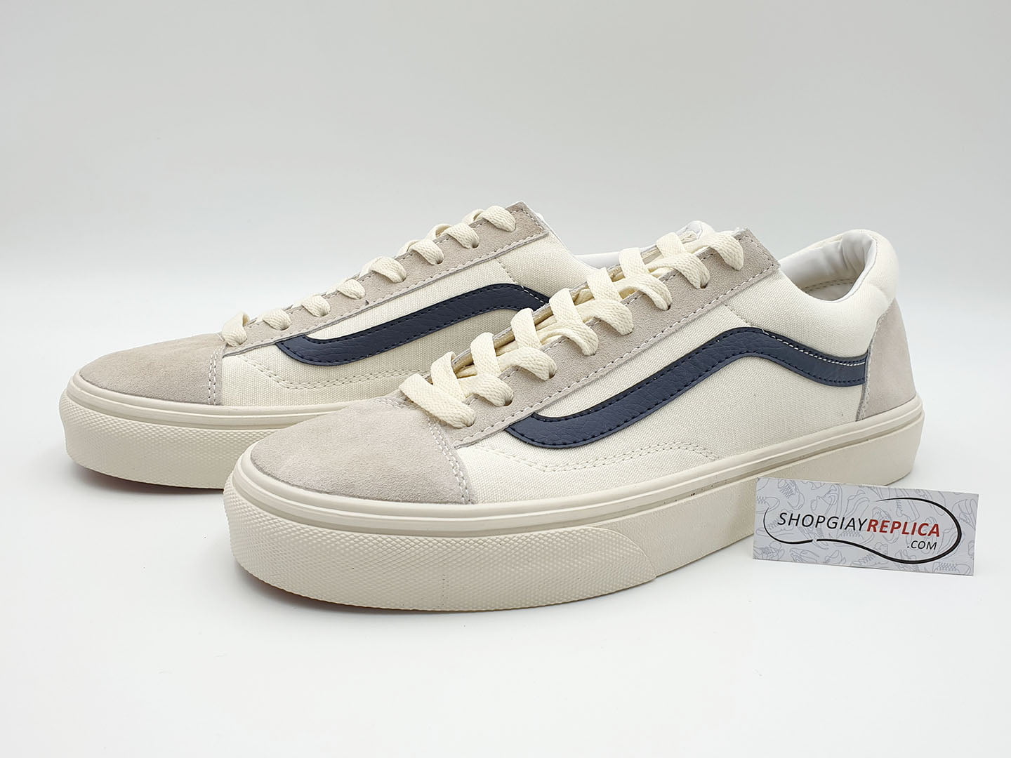 giày vans old skool trang soc xanh replica