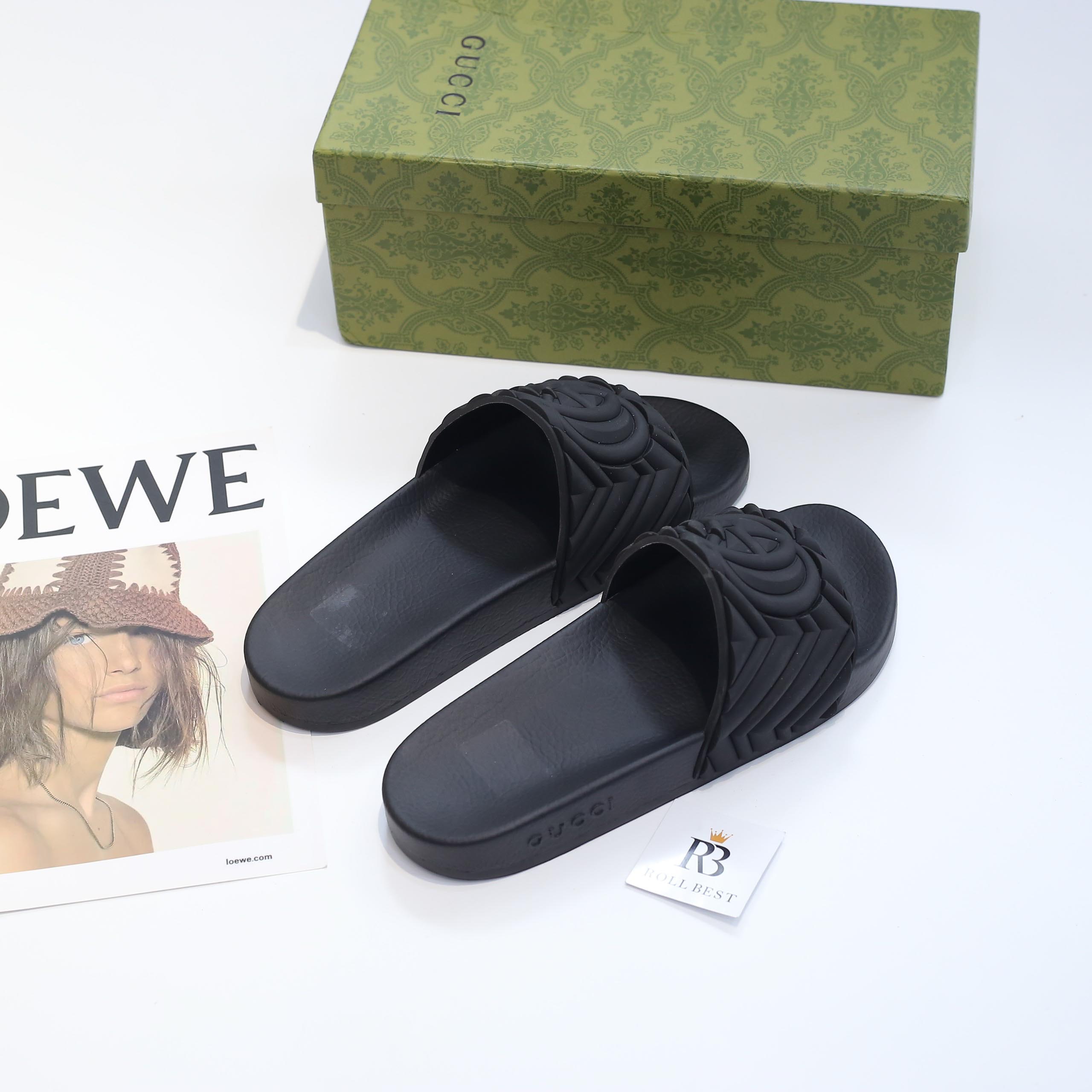 Dép Gucci Matelasse Slide Black Like Auth