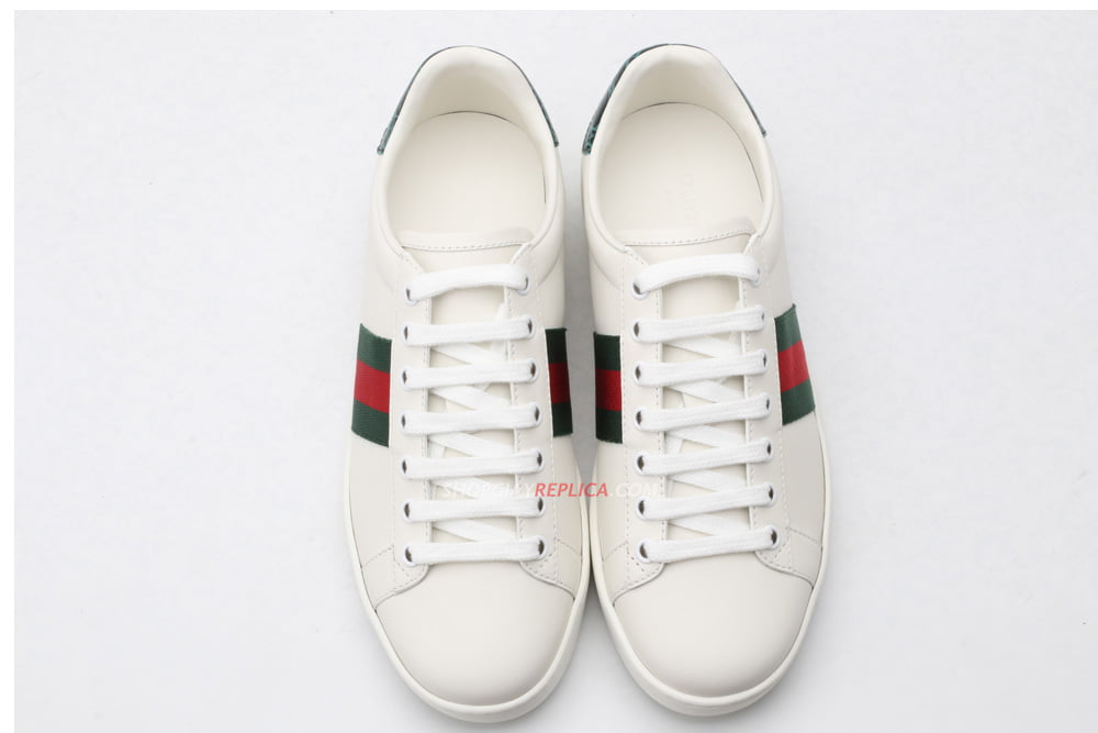 Giày Gucci Ace Leather Sneaker With Green Crocodile Like Auth