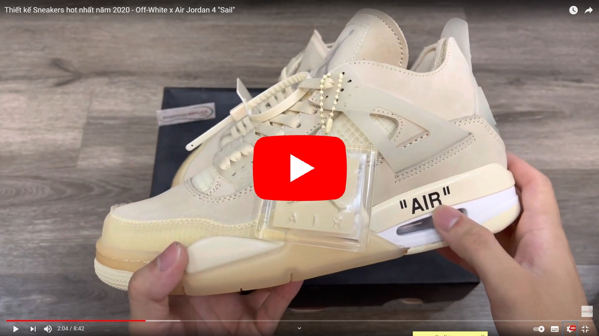 video jordan 4 off white sail like auth