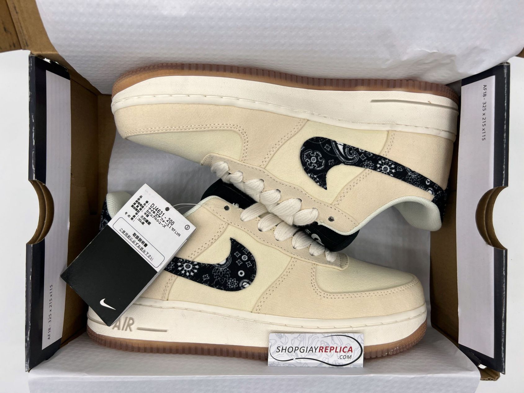 giày nike Air Force 1 Low Paisley Swoosh Rep 1:1