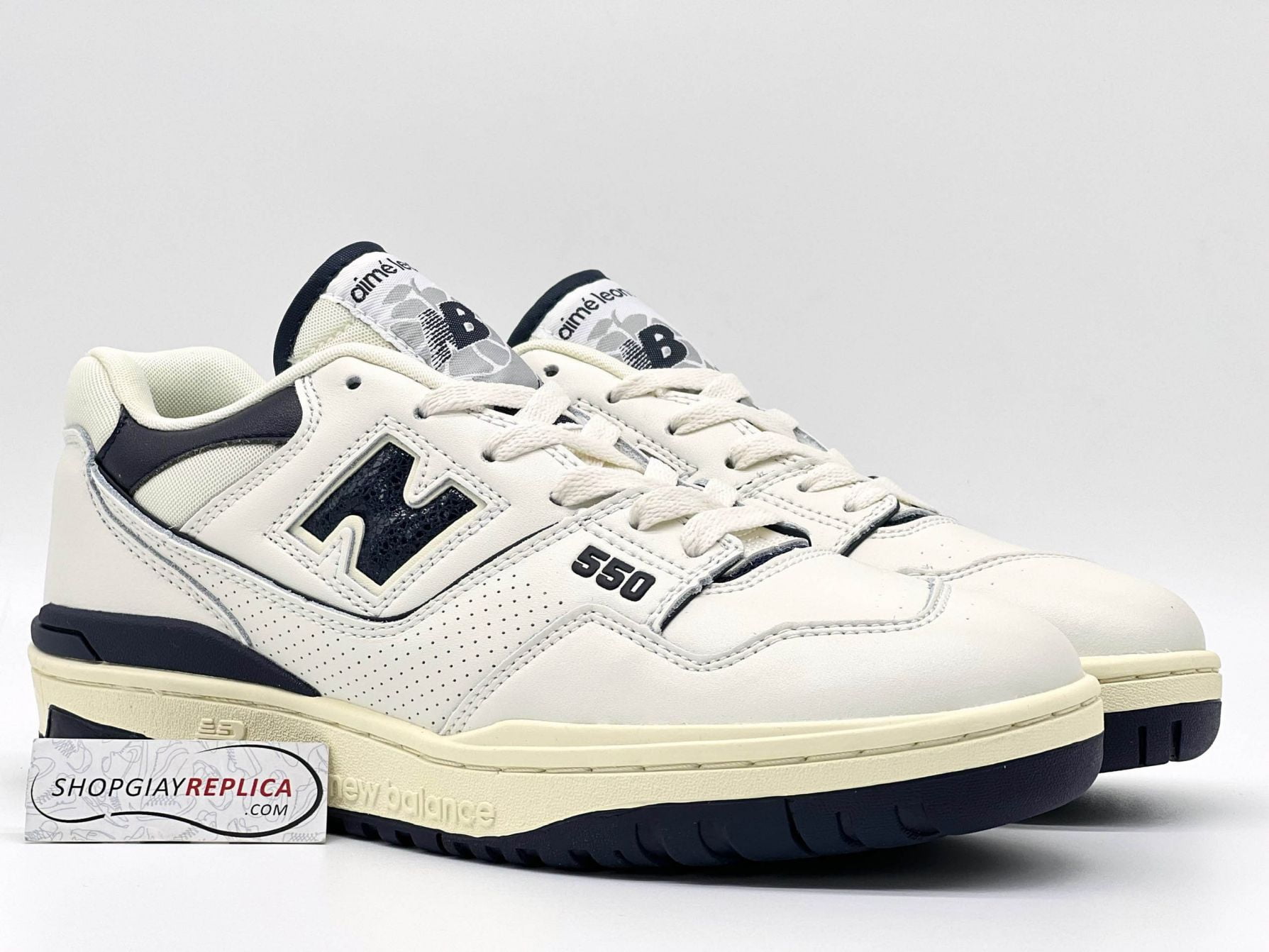 Giày New Balance Aimé Leon Dore x 550 White Navy rep 1:1