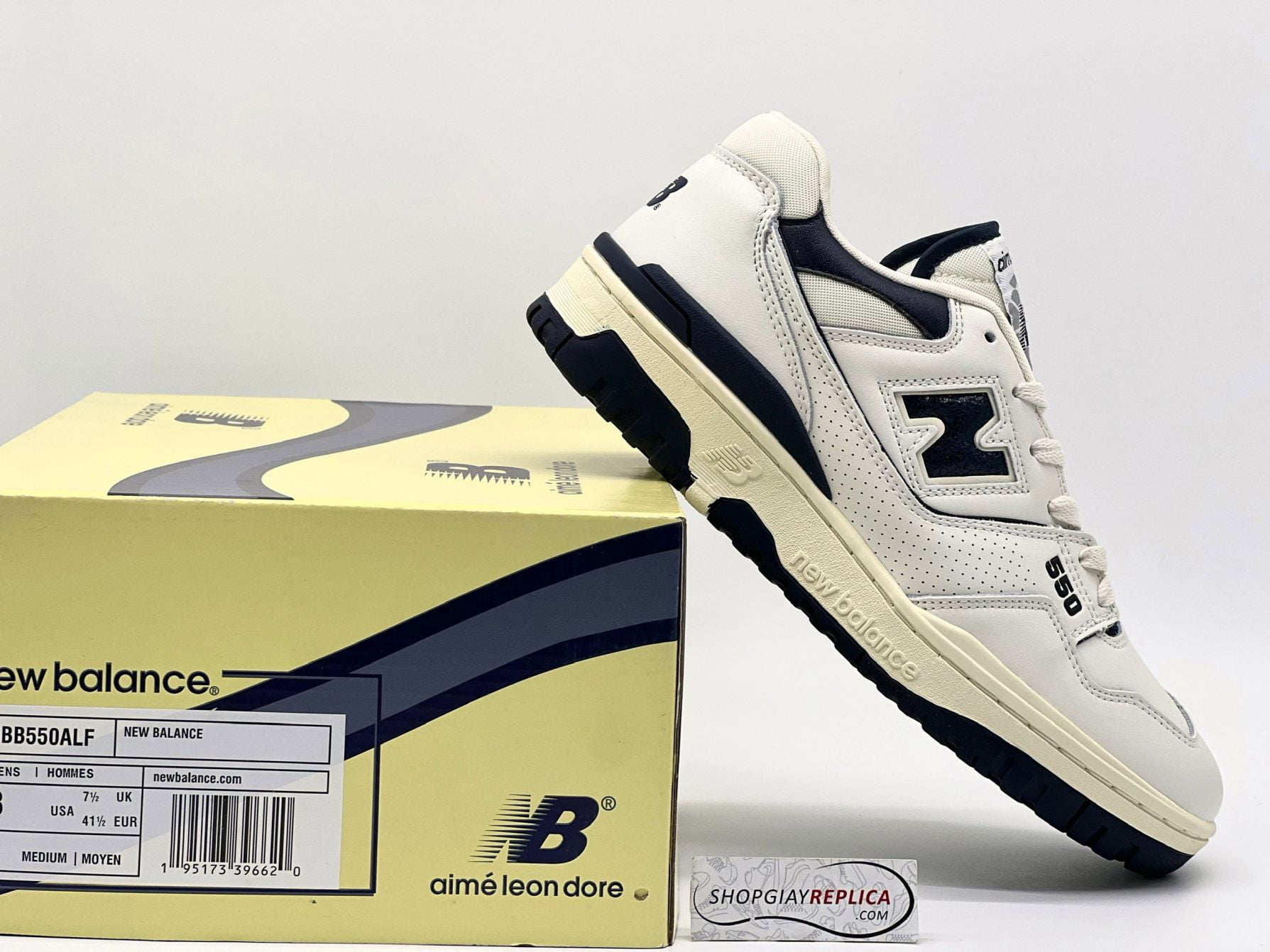 Giày New Balance Aimé Leon Dore x 550 White Navy replica 1:1