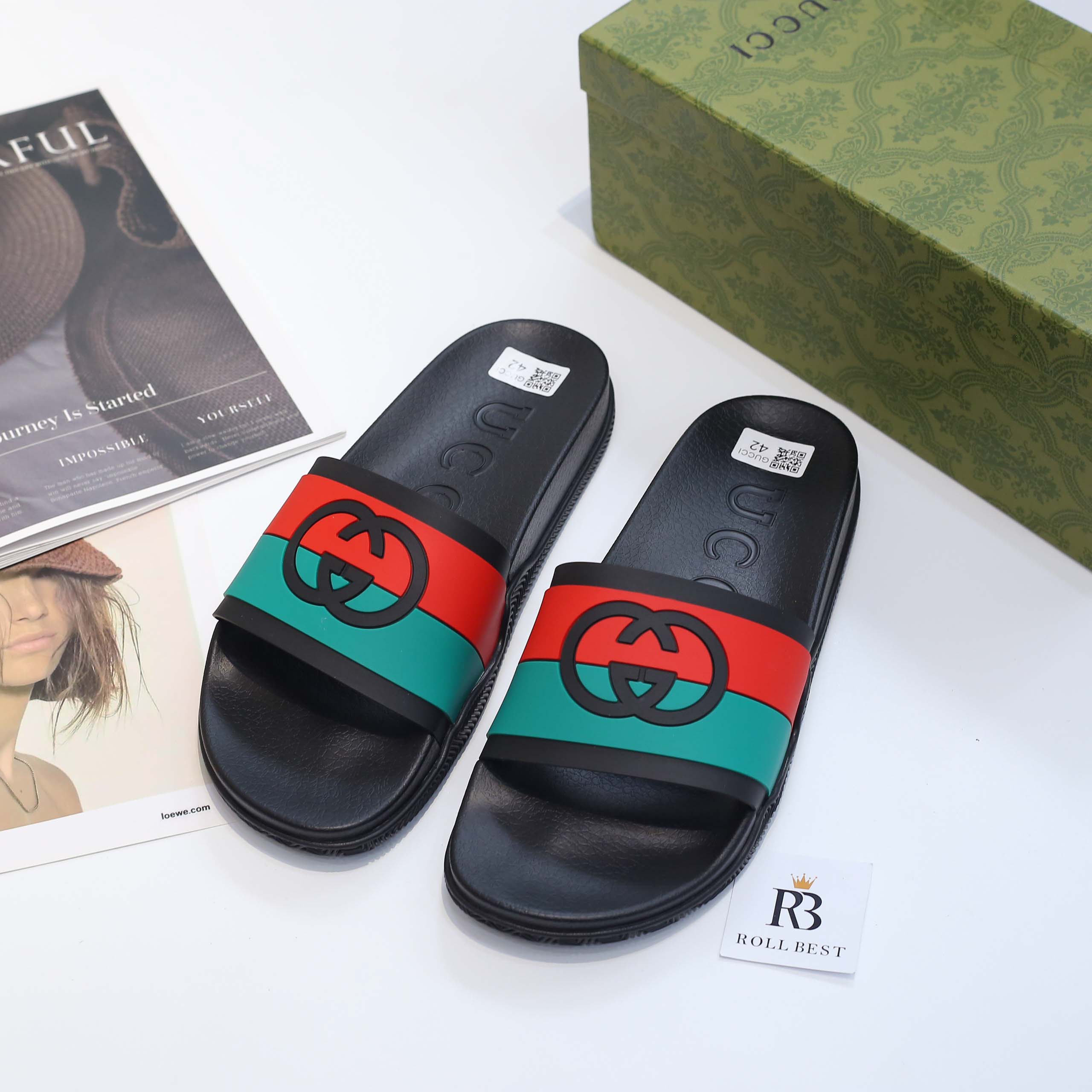 Dép Gucci Interlocking G Slide Black Like Auth
