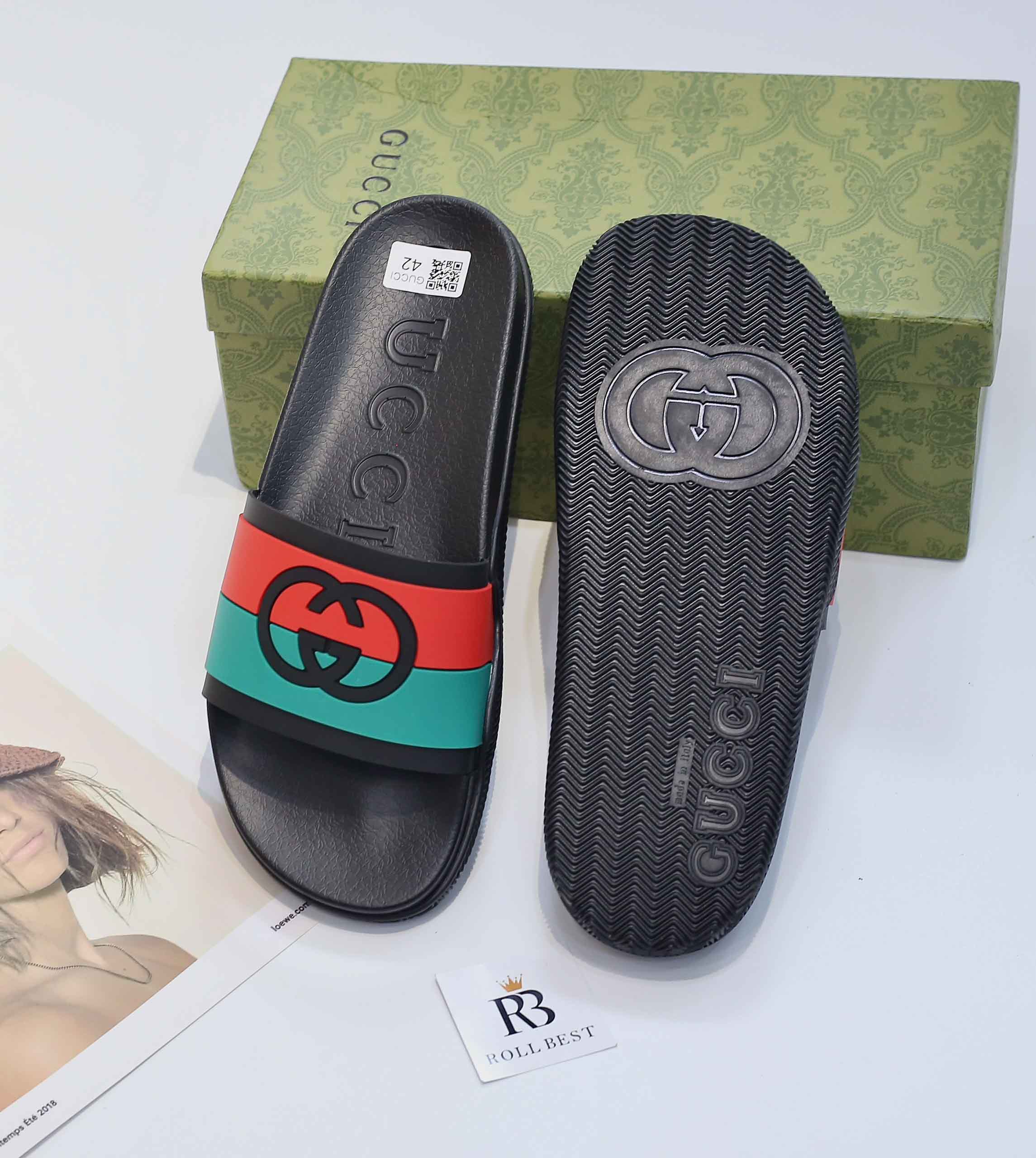 Dép Gucci Interlocking G Slide Black Like Auth