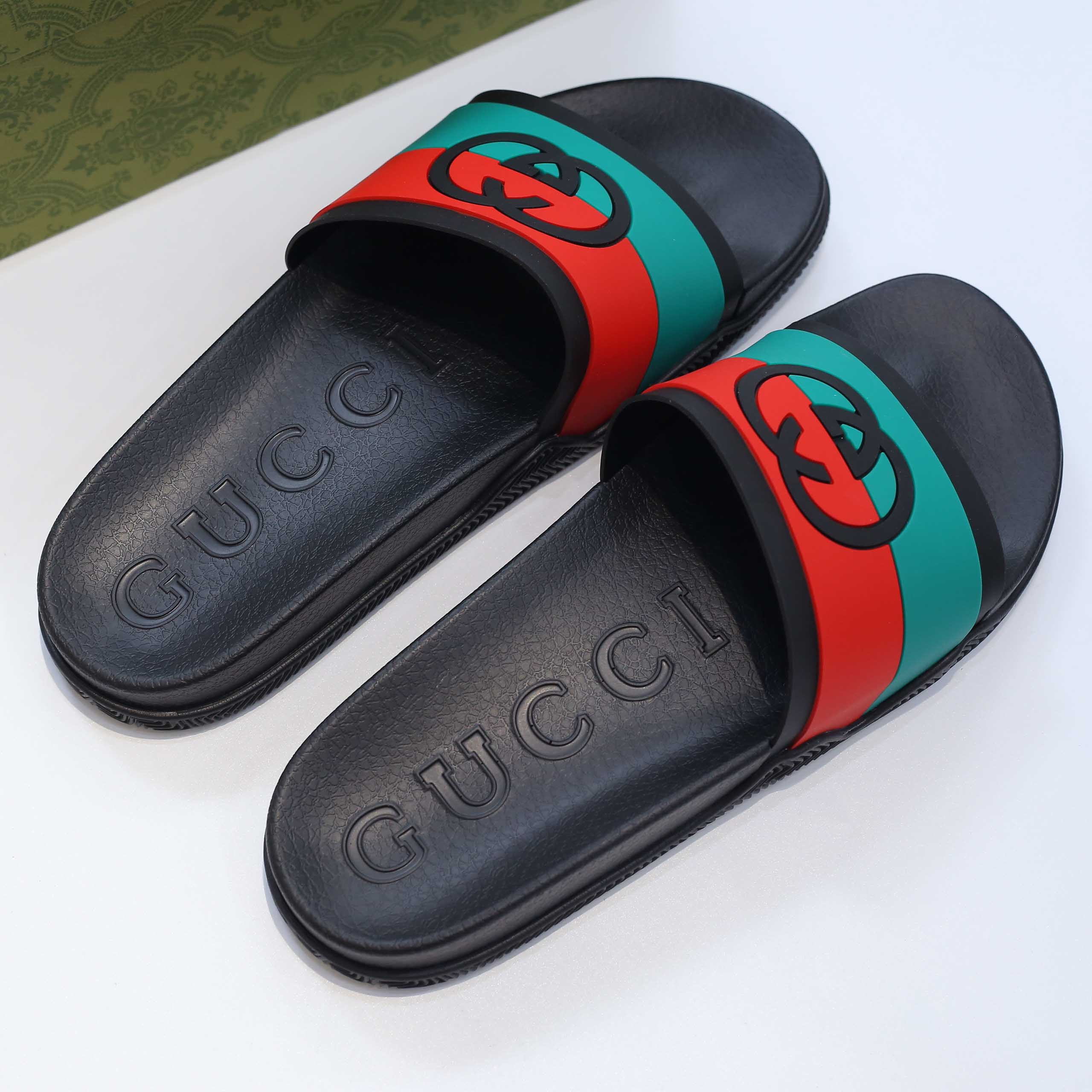 Dép Gucci Interlocking G Slide Black Like Auth