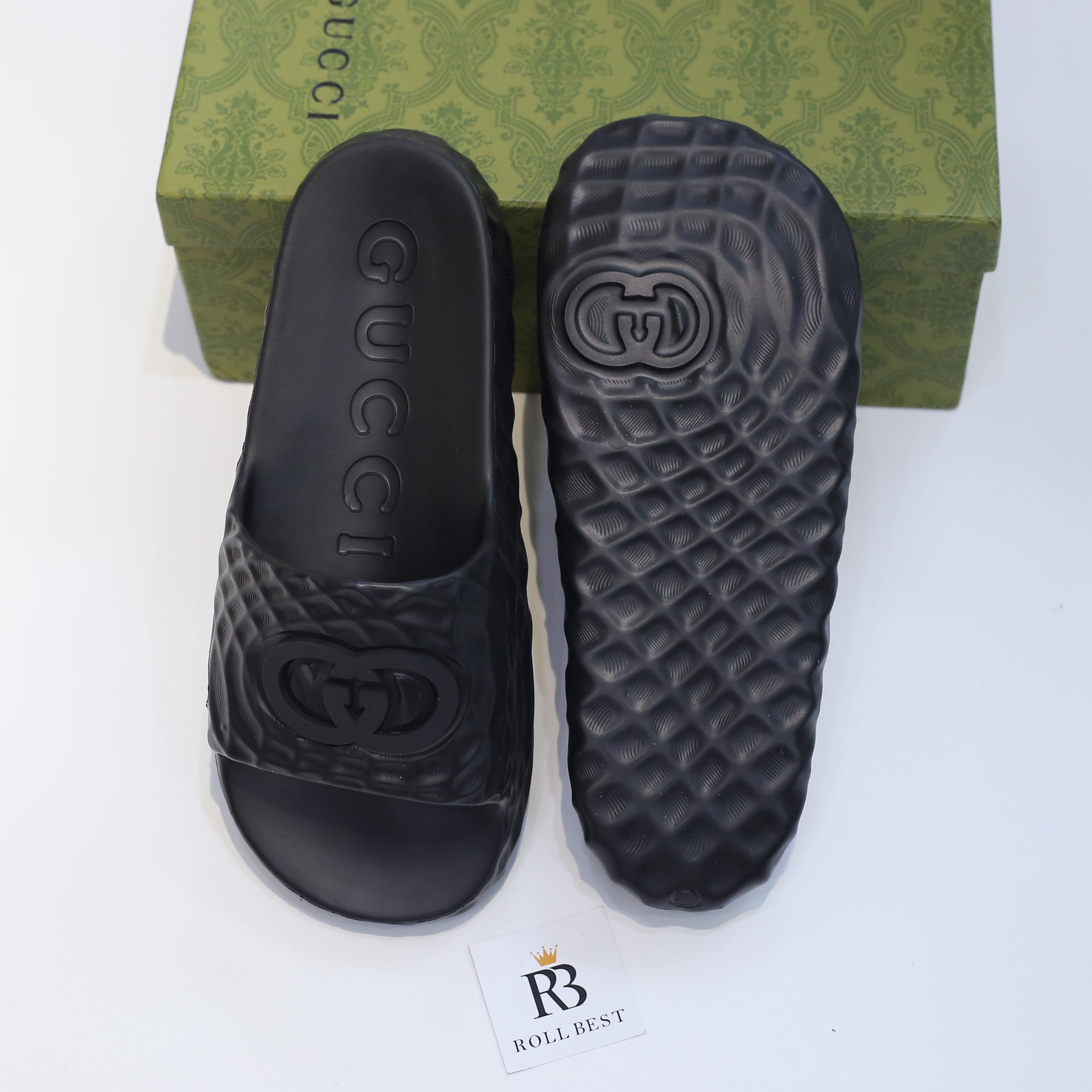 Dép Gucci Interlocking G Slide Sandal Black Like Auth