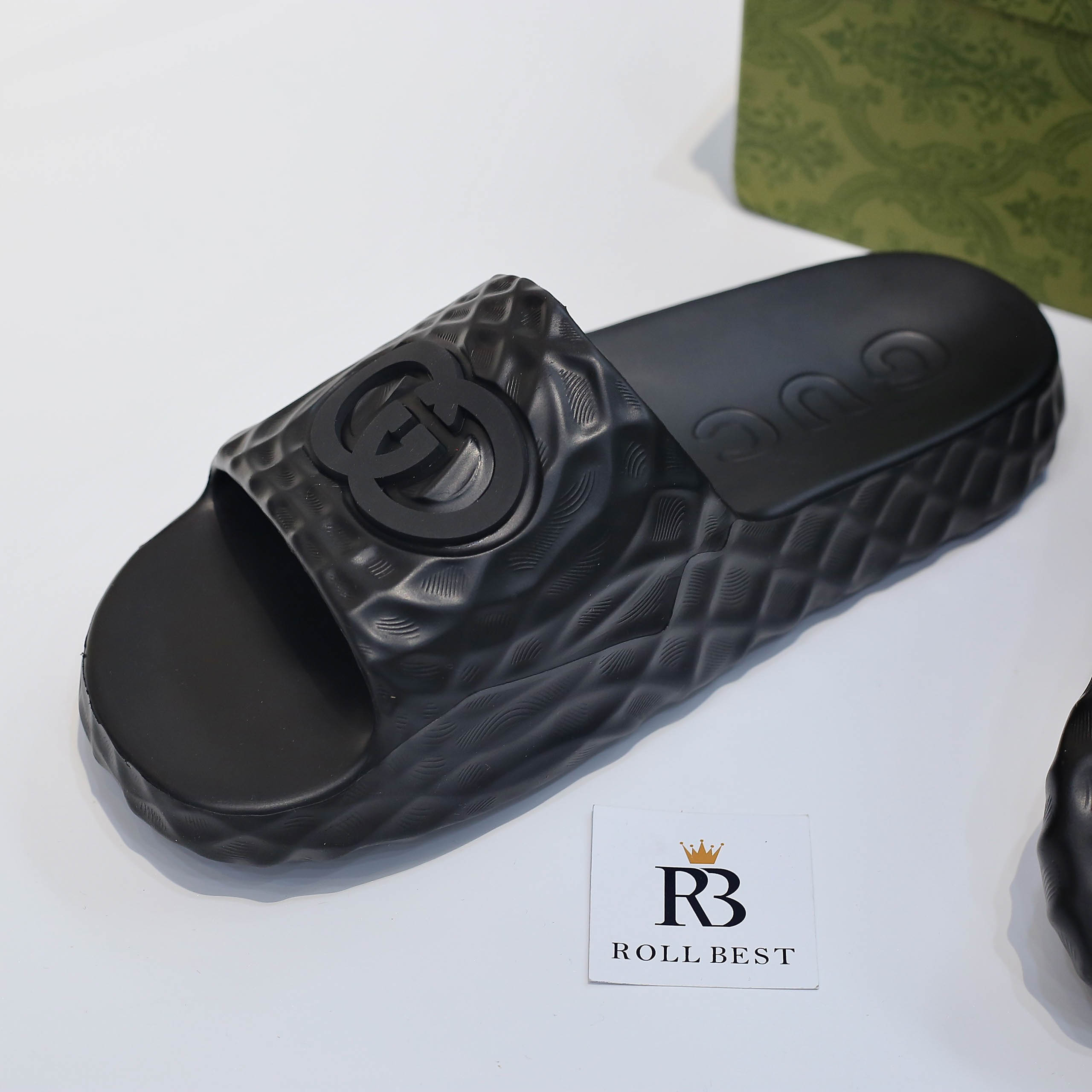 Dép Gucci Interlocking G Slide Sandal Black Like Auth