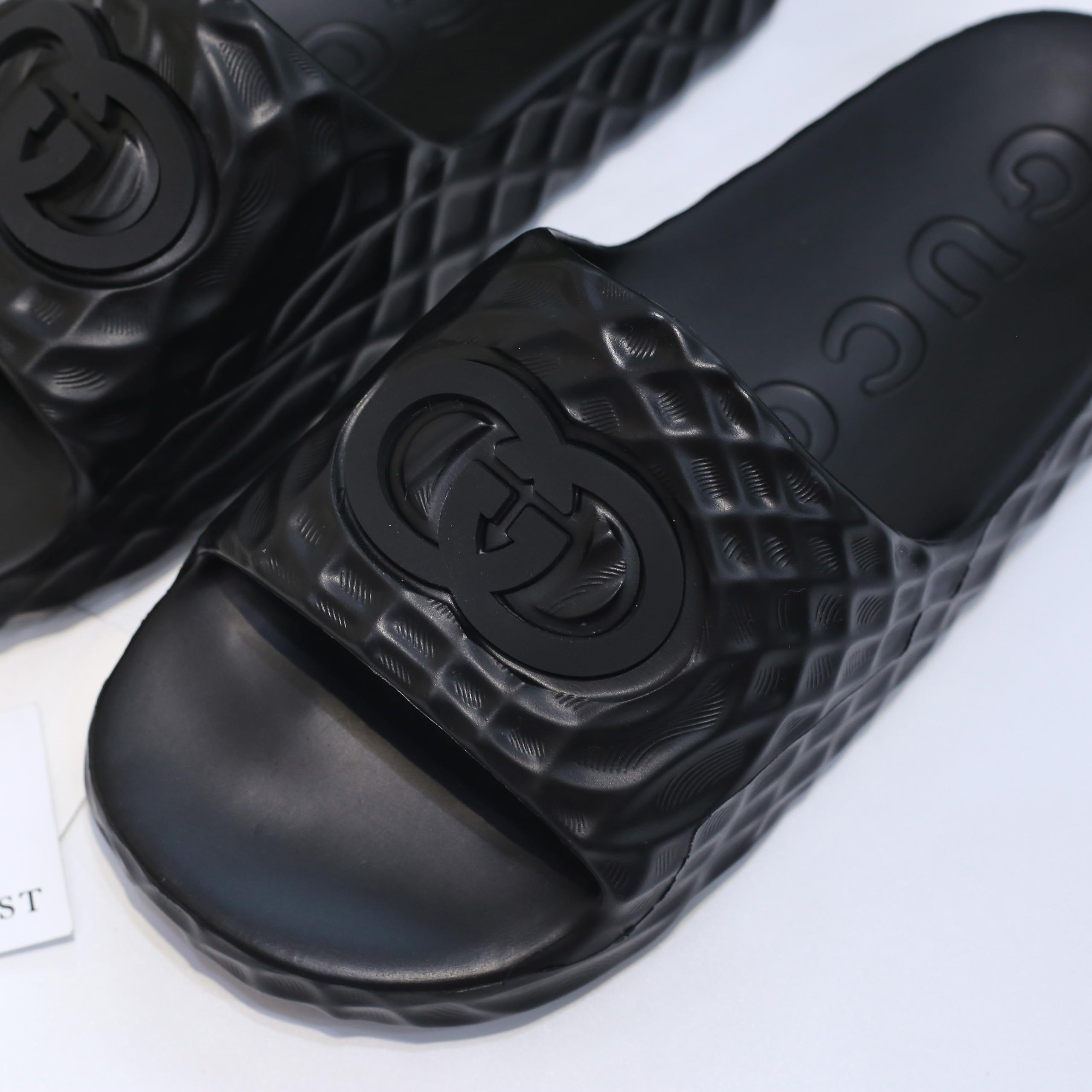 Dép Gucci Interlocking G Slide Sandal Black Like Auth
