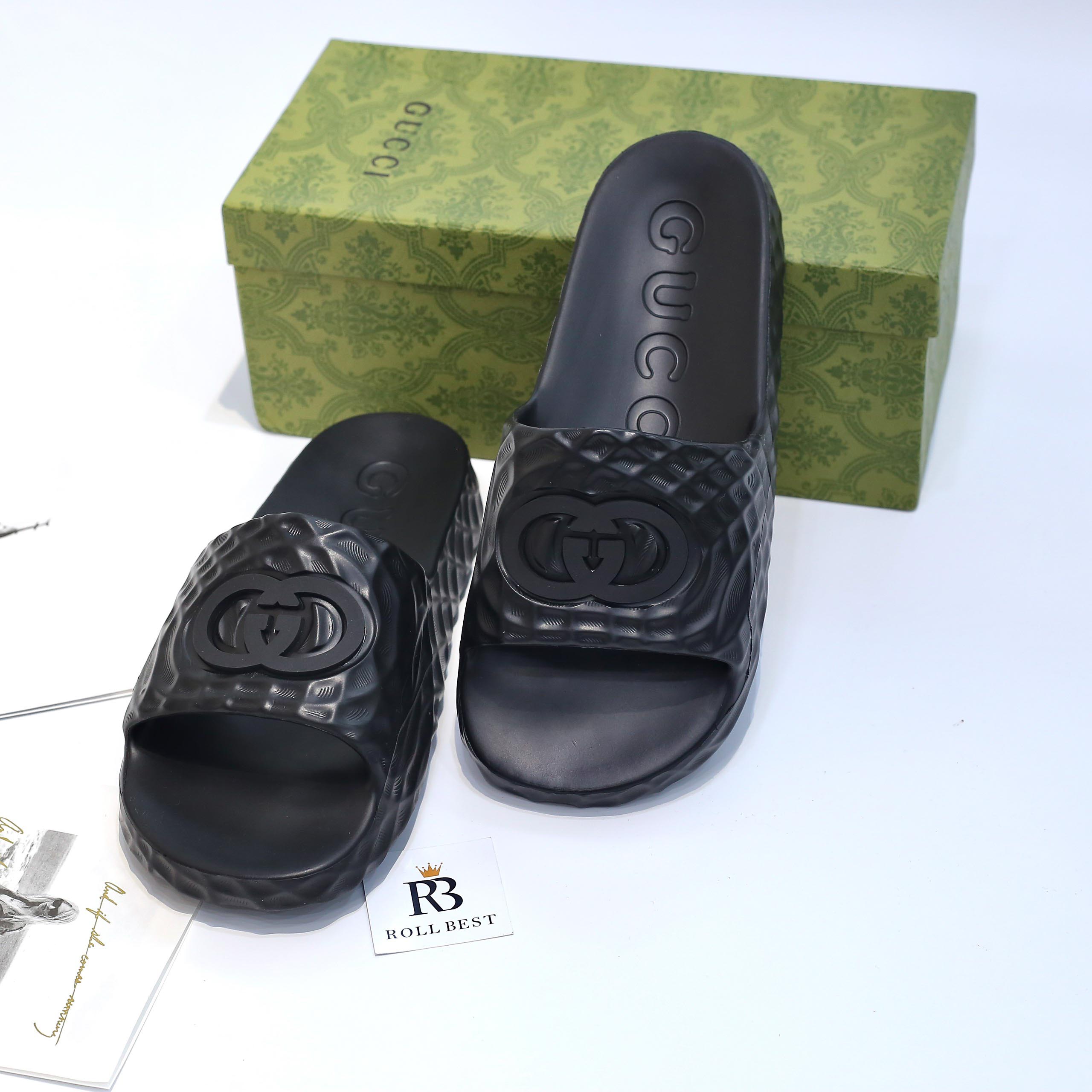 Dép Gucci Interlocking G Slide Sandal Black Like Auth