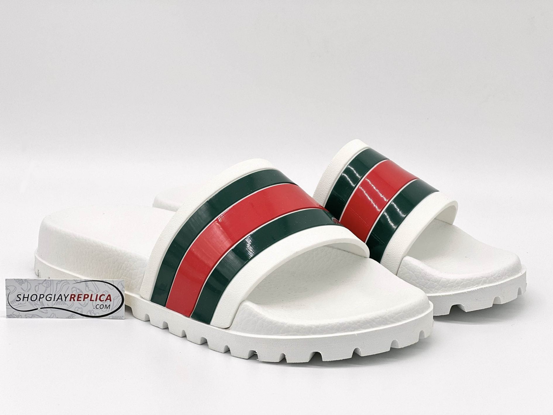 Dép Gucci Web Slide Sandal White Like Auth