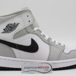 mũi da Giày Nike Air Jordan 1 Mid Light Smoke Grey V2 rep 1:1