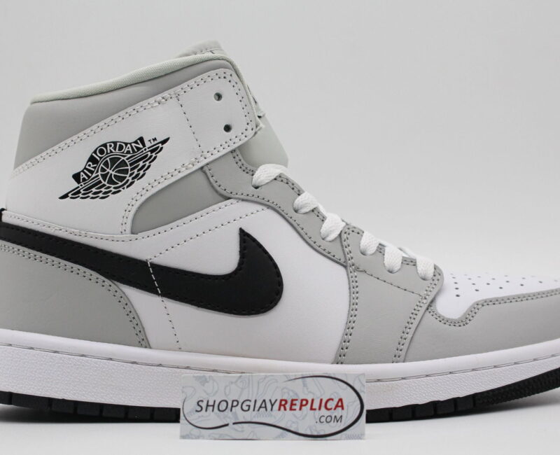 mũi da Giày Nike Air Jordan 1 Mid Light Smoke Grey V2 rep 1:1