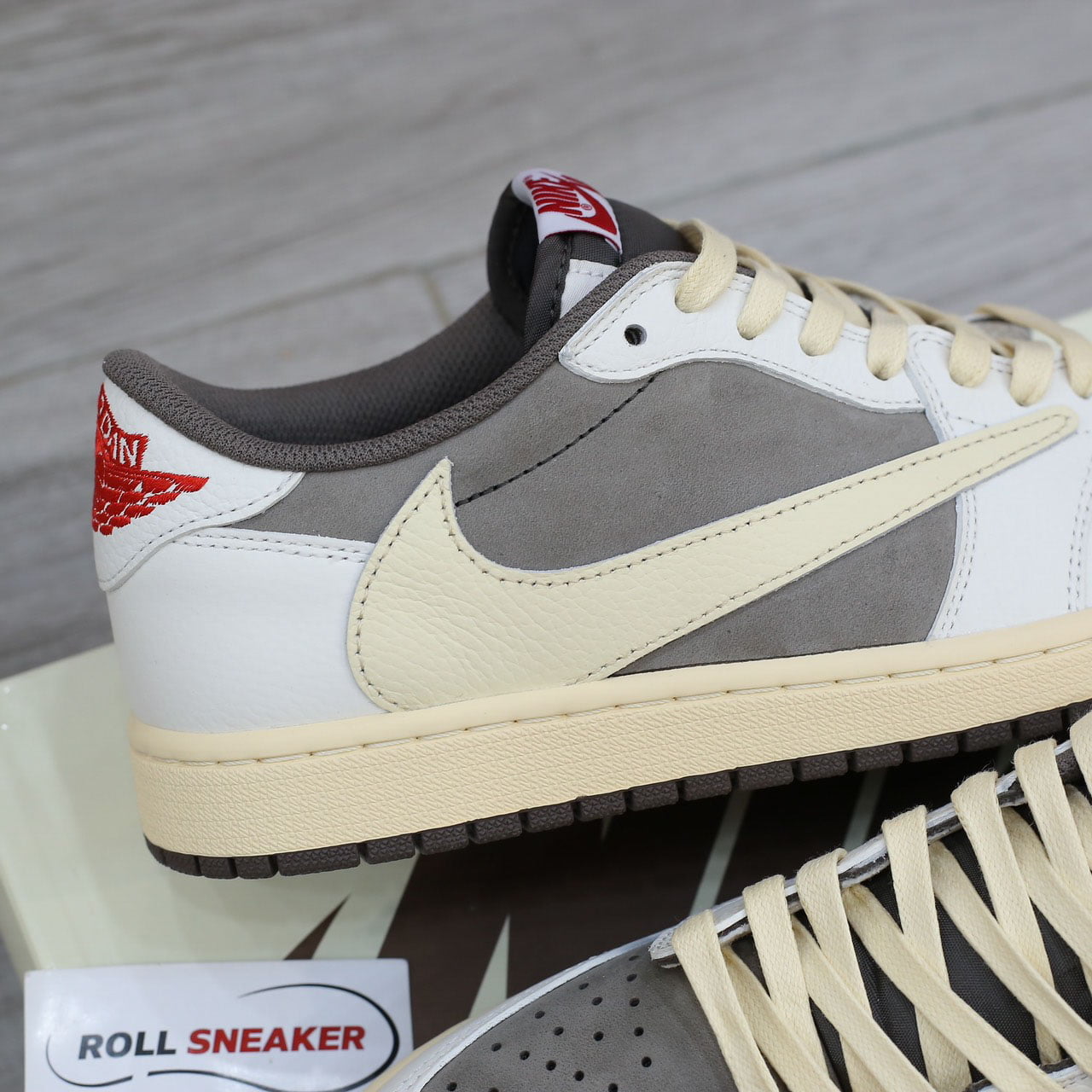 lót khâu giày Air Jordan 1 Low Travis Scott ‘Reverse Mocha’ Like Auth