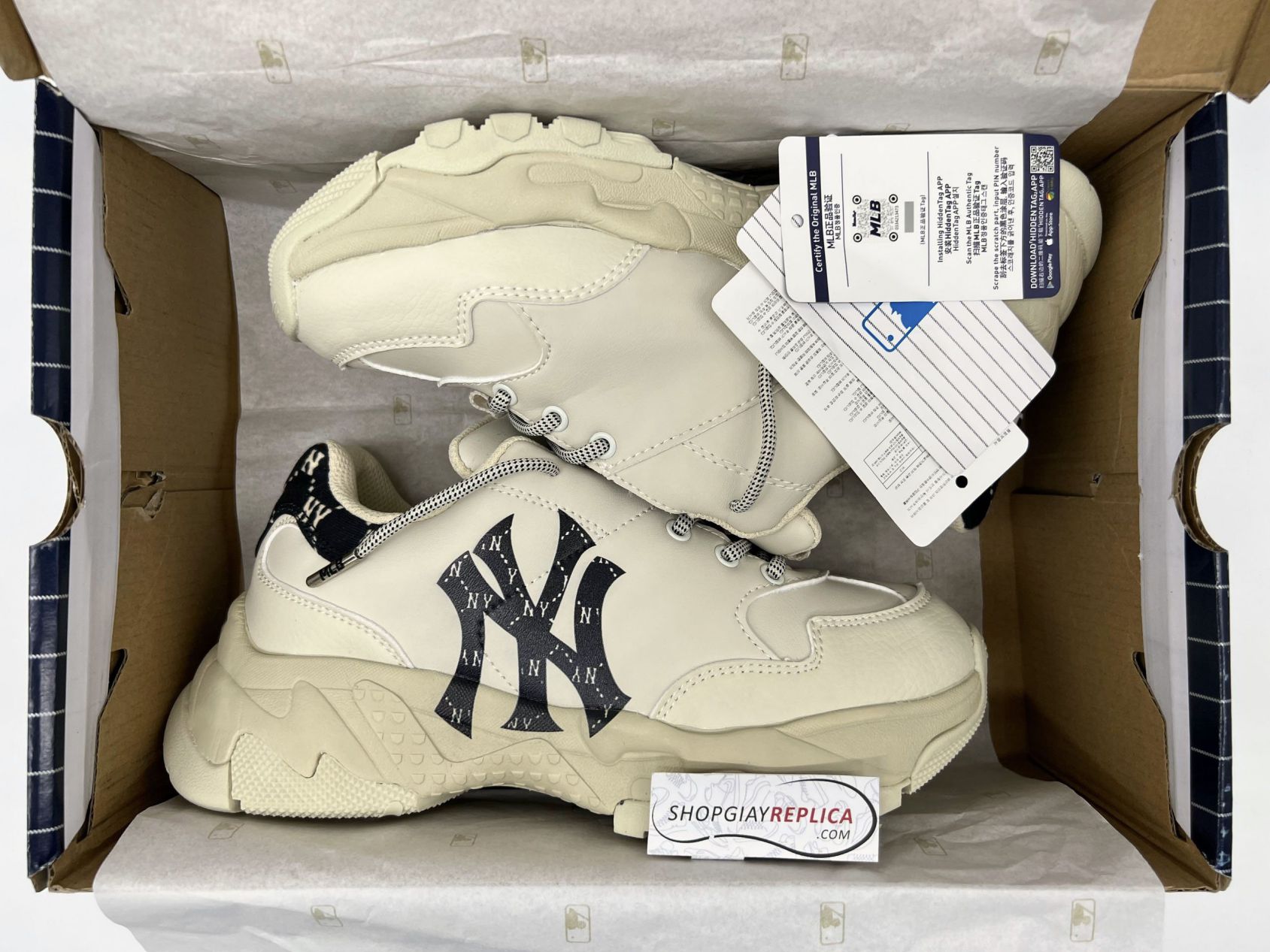 Giày MLB BigBall Chunky Mono Heel New York Yankees Black