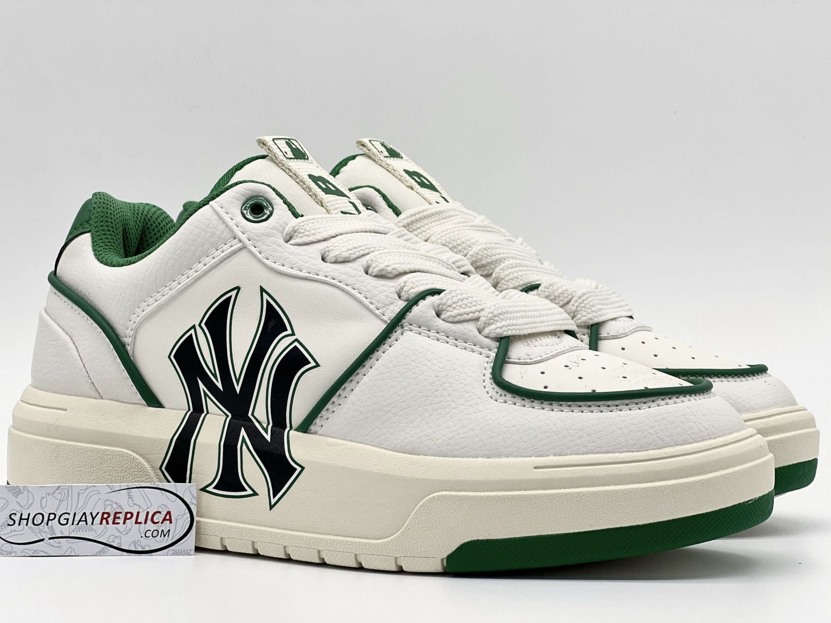 Giày MLB Chunky Liner New York Yankees White Green rep 1:1