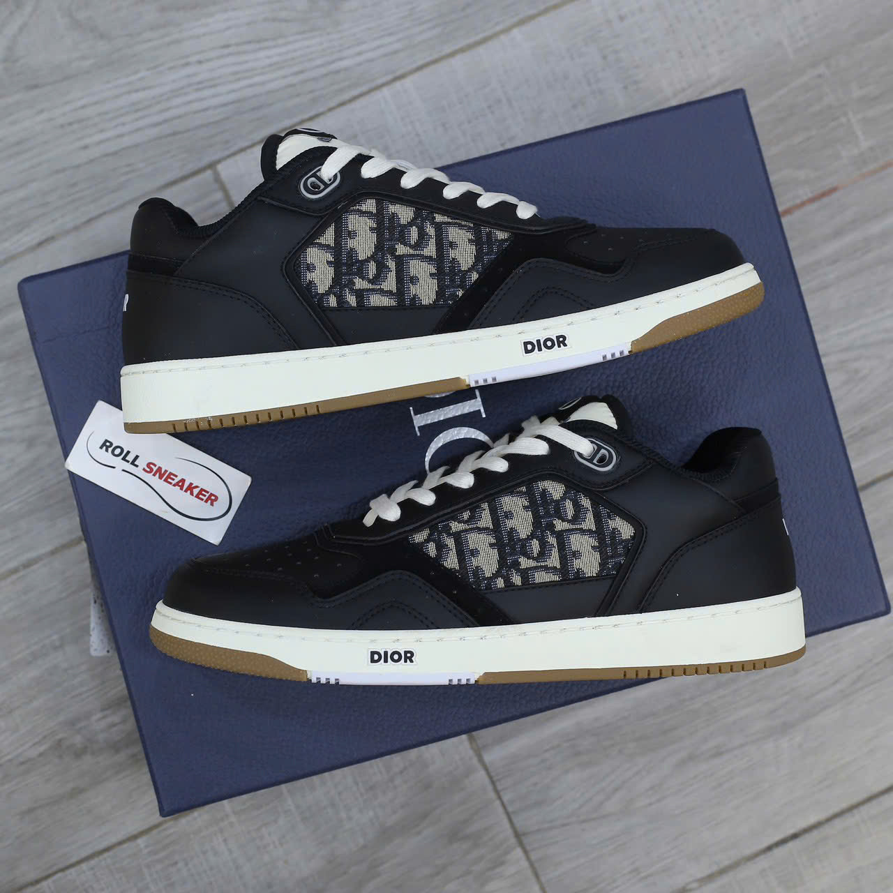 Giày Dior B27 Low Black họa tiết vải Dior Oblique Jacquard Like Auth