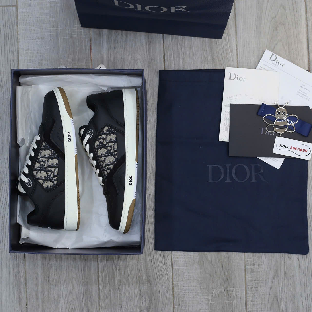 Giày Dior B27 Low Black họa tiết vải Dior Oblique Jacquard Like Auth