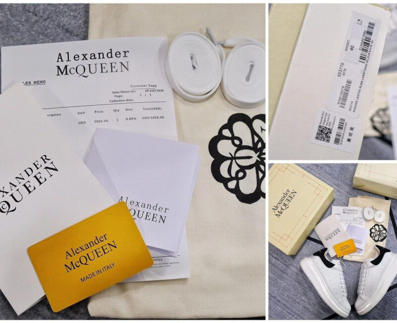 phụ kiện Giày Alexander McQueen gót Da trơn Đen Siêu Cấp