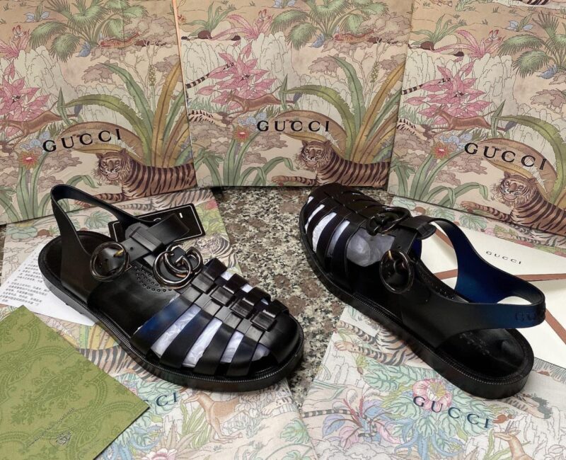 Dép Rọ Gucci Đen mặt GG Siêu Cấp