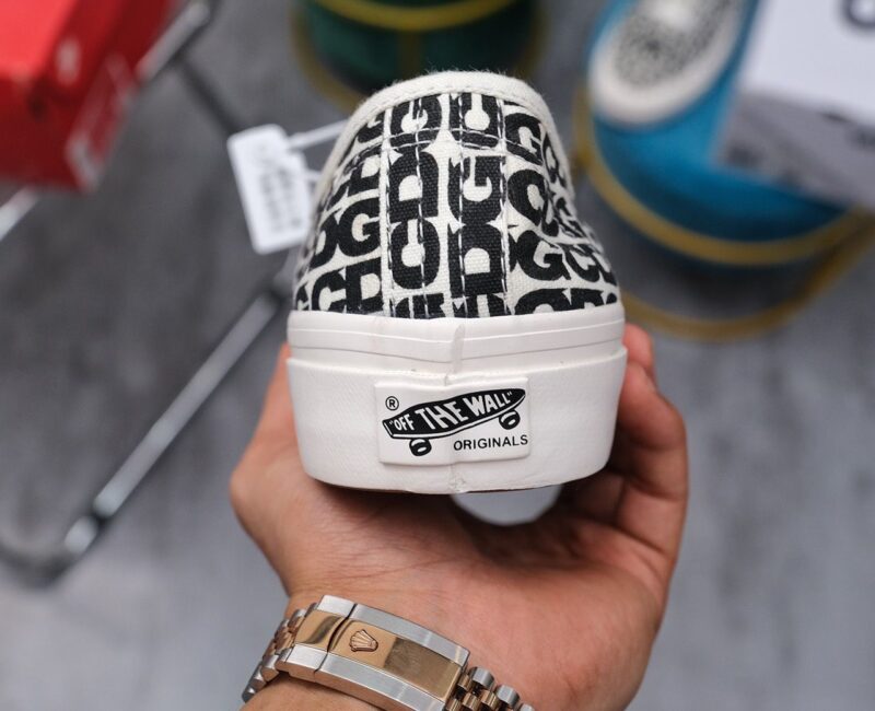 gót Giày Vans Comme des Garçons x OG Authentic LX ‘CDG Print Blanc De Blanc’ Like Auth
