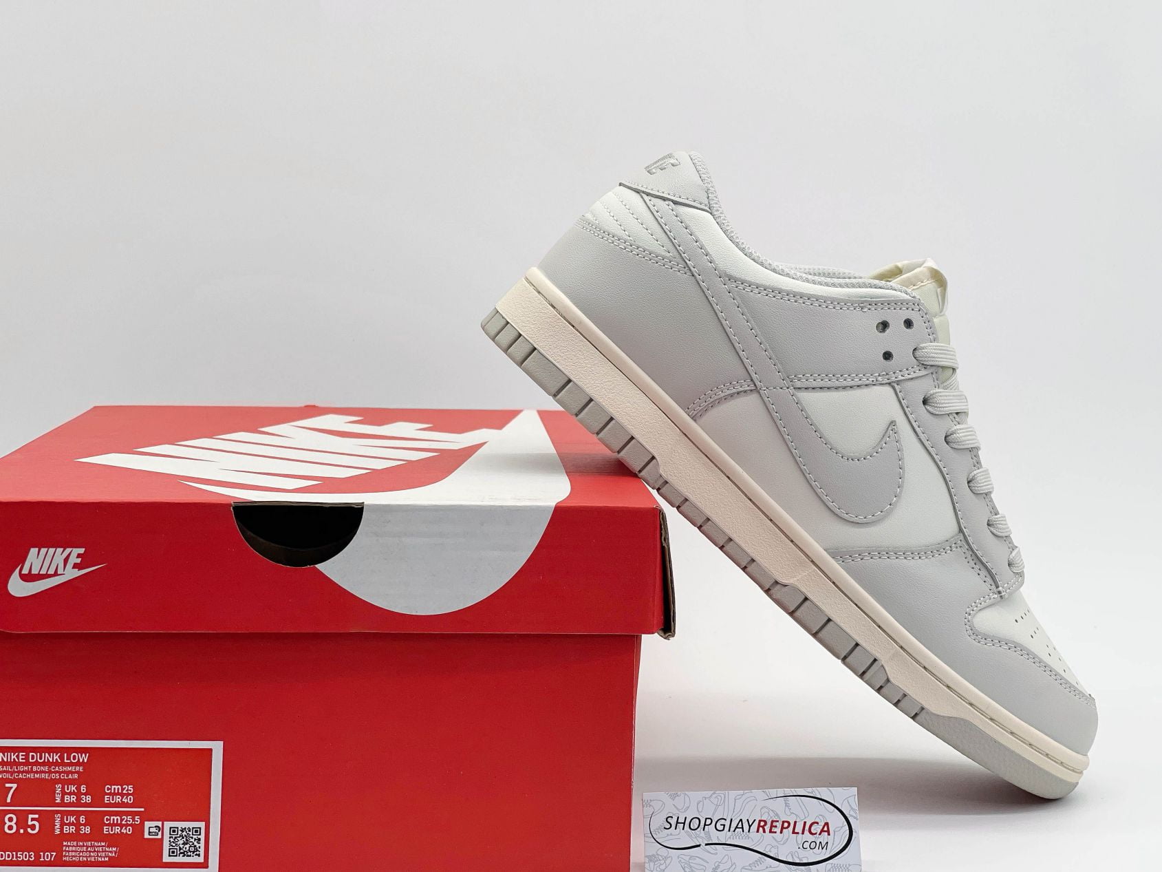 Giày Nike Dunk Low Sail Light Bone Like Auth
