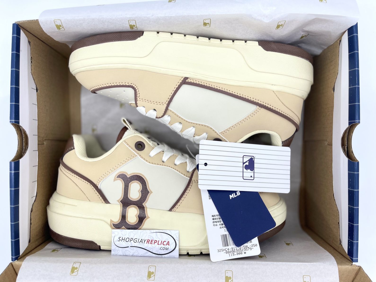 Giày MLB Chunky Liner Low ‘Boston Beige’ Like Auth
