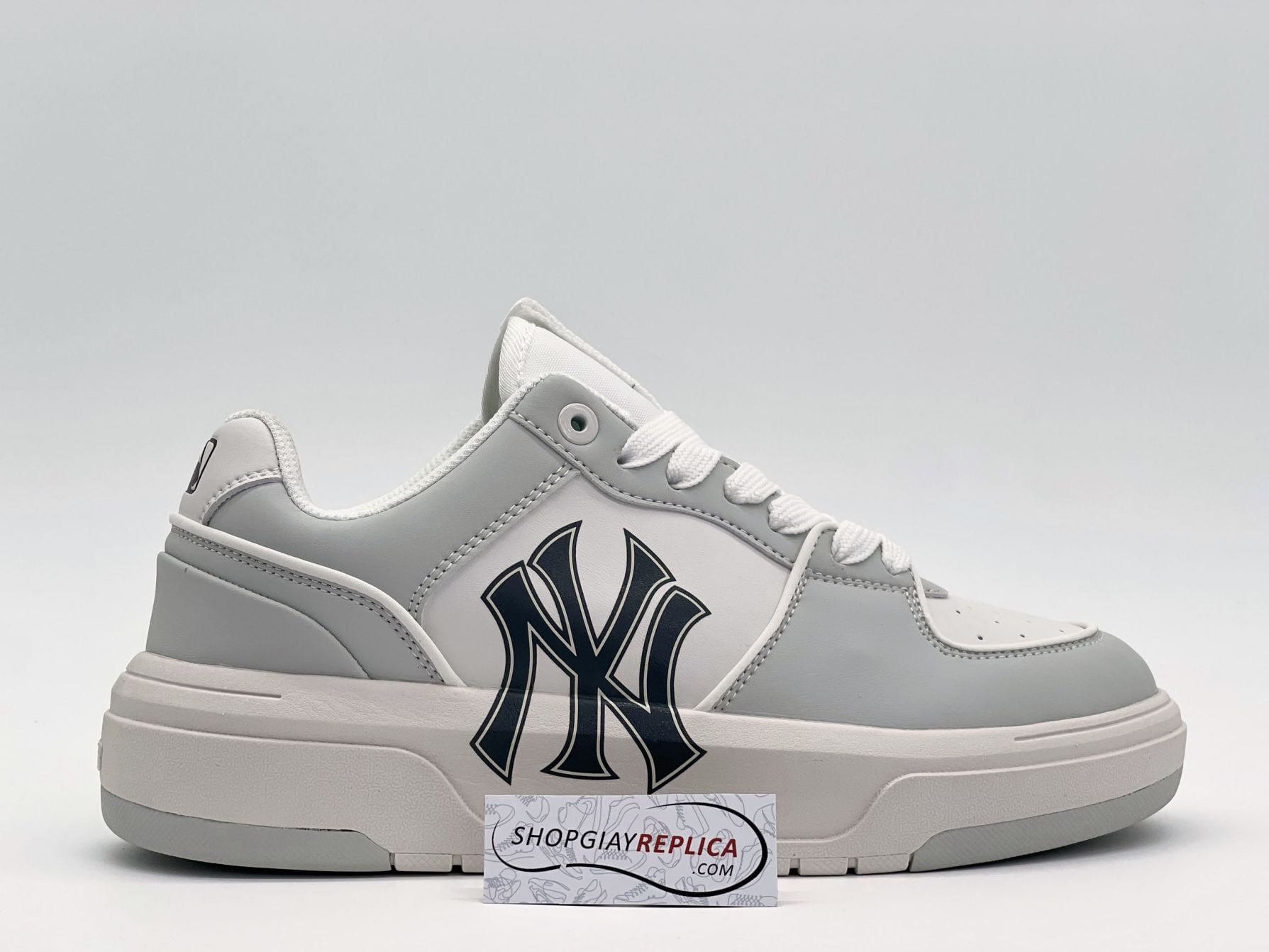 Giày MLB Chunky Liner Low New York Yankees ‘White Grey’ Like Auth