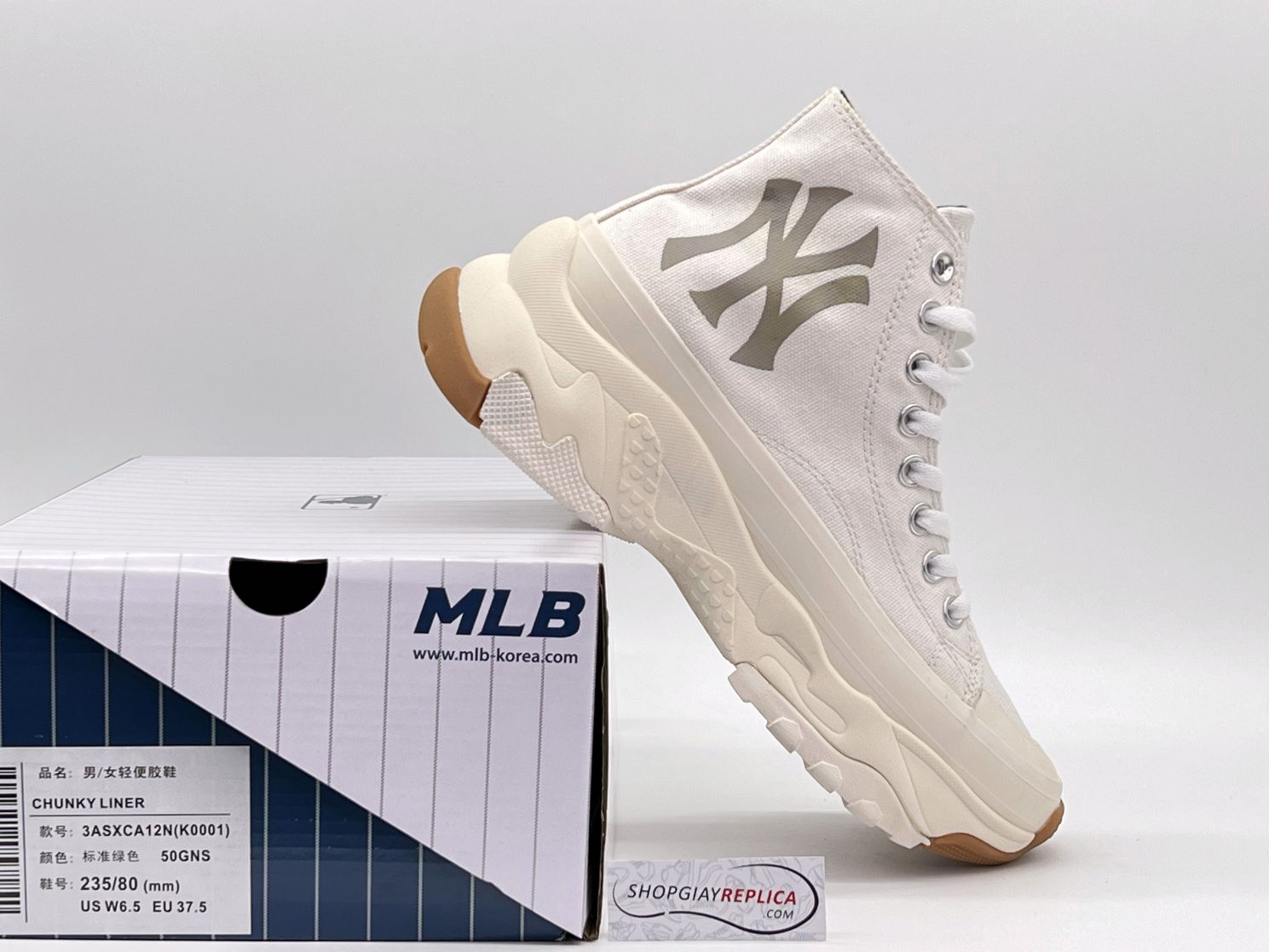 Giày MLB Bigball Chunky High New York Yankees "White Gum"