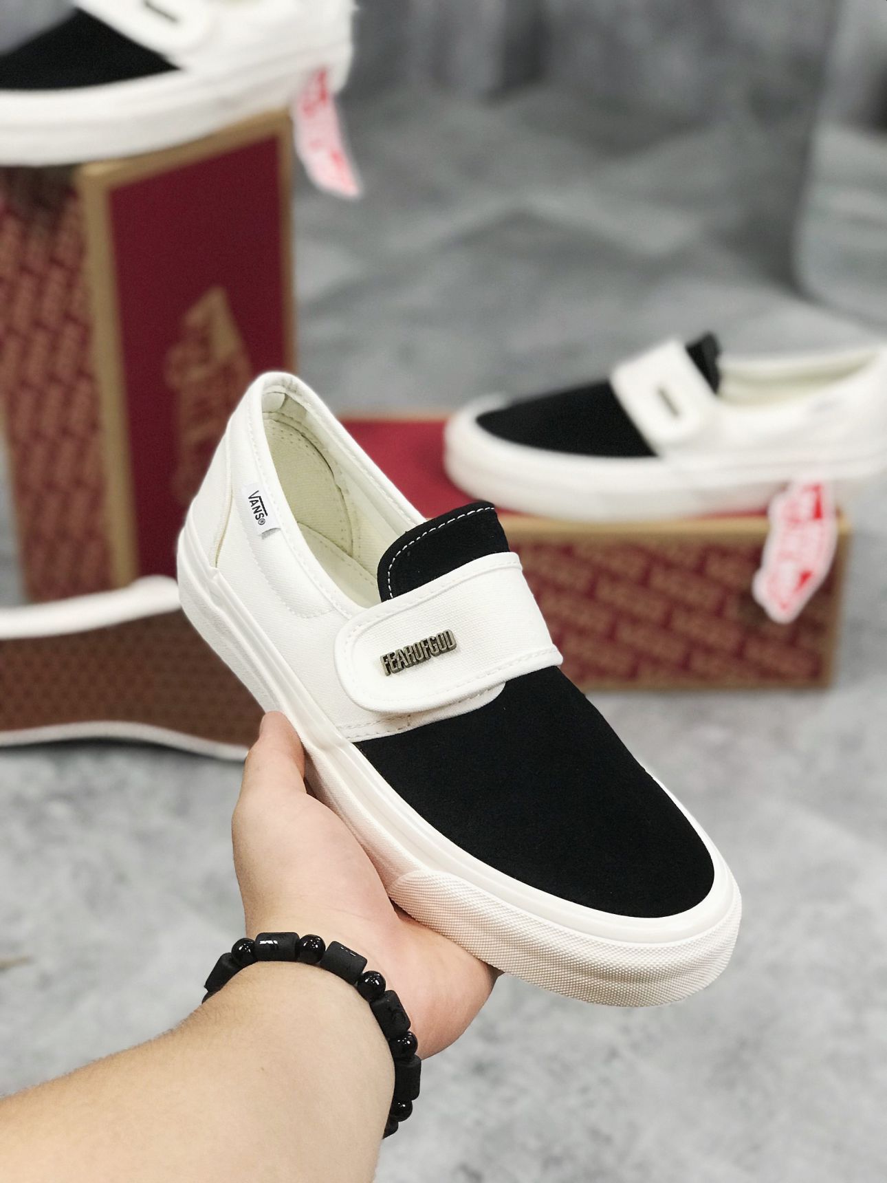Giày Vans Slip-On 47 V DX Fear of God Black White Like Auth