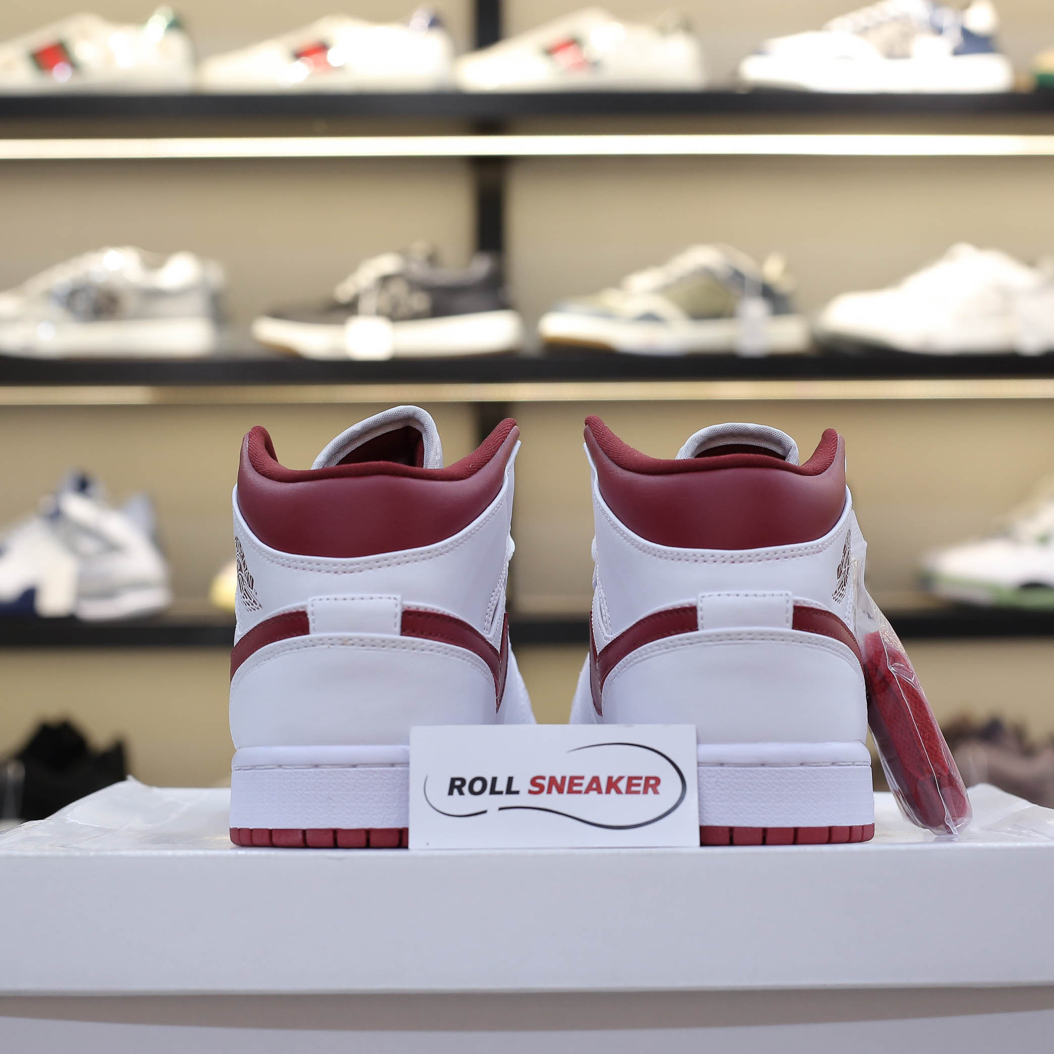 Giày Nike Air Jordan 1 Mid 'White Gym Red' trắng đỏ rep 1:1