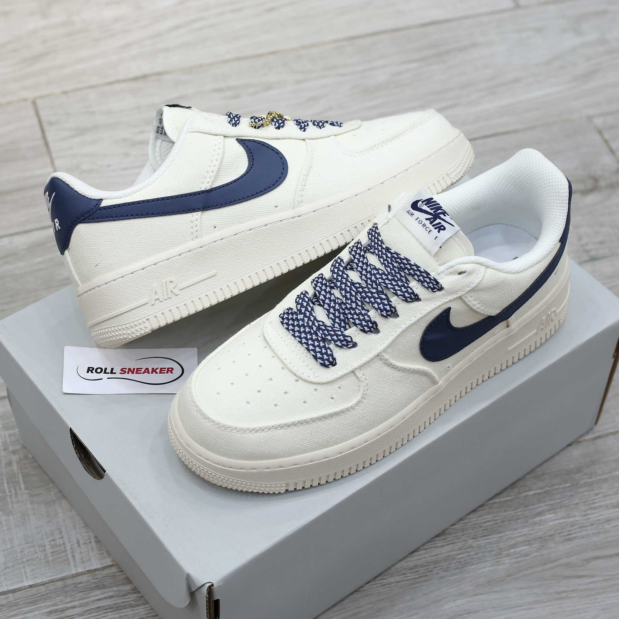 Giày Nike Air Force 1 Low Canvas Stussy Navy