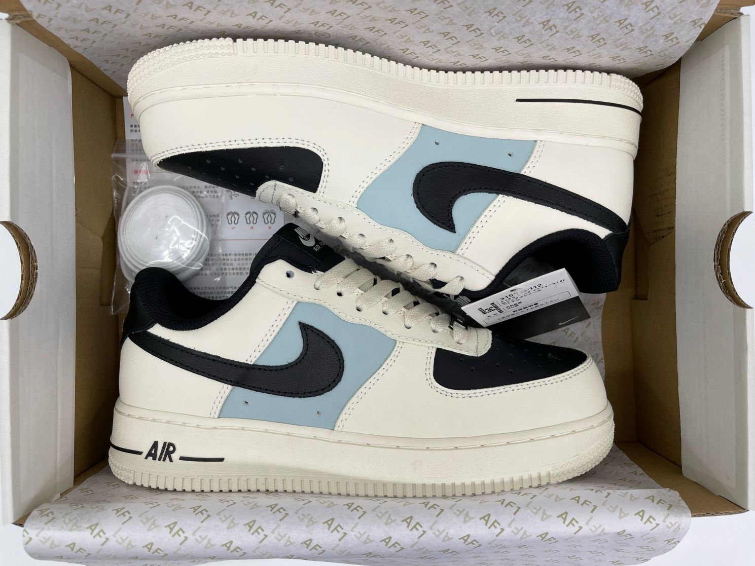 Giày Nike Air Force 1 Low Cream Black Swoosh rep 1:1