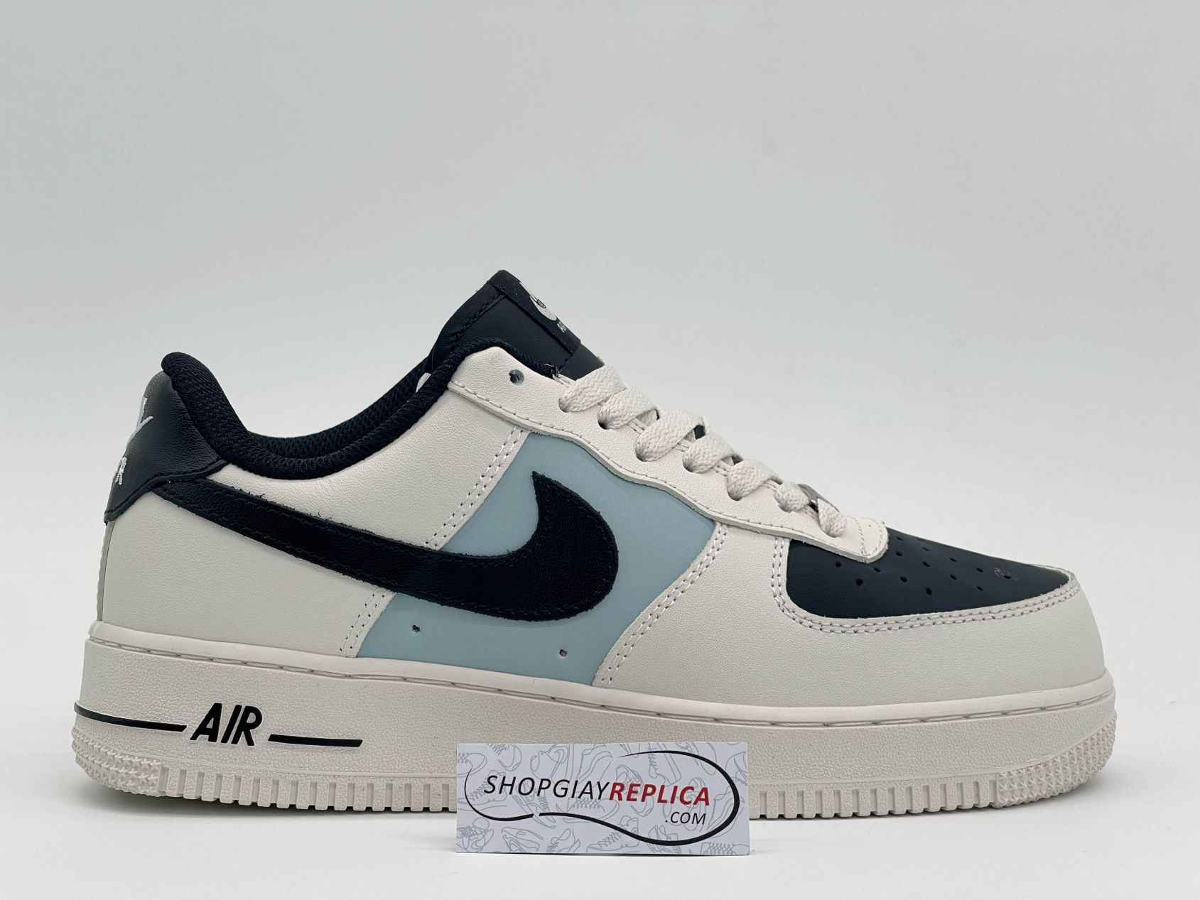 Giày Air Force 1 Low Cream Black Swoosh rep 1:1