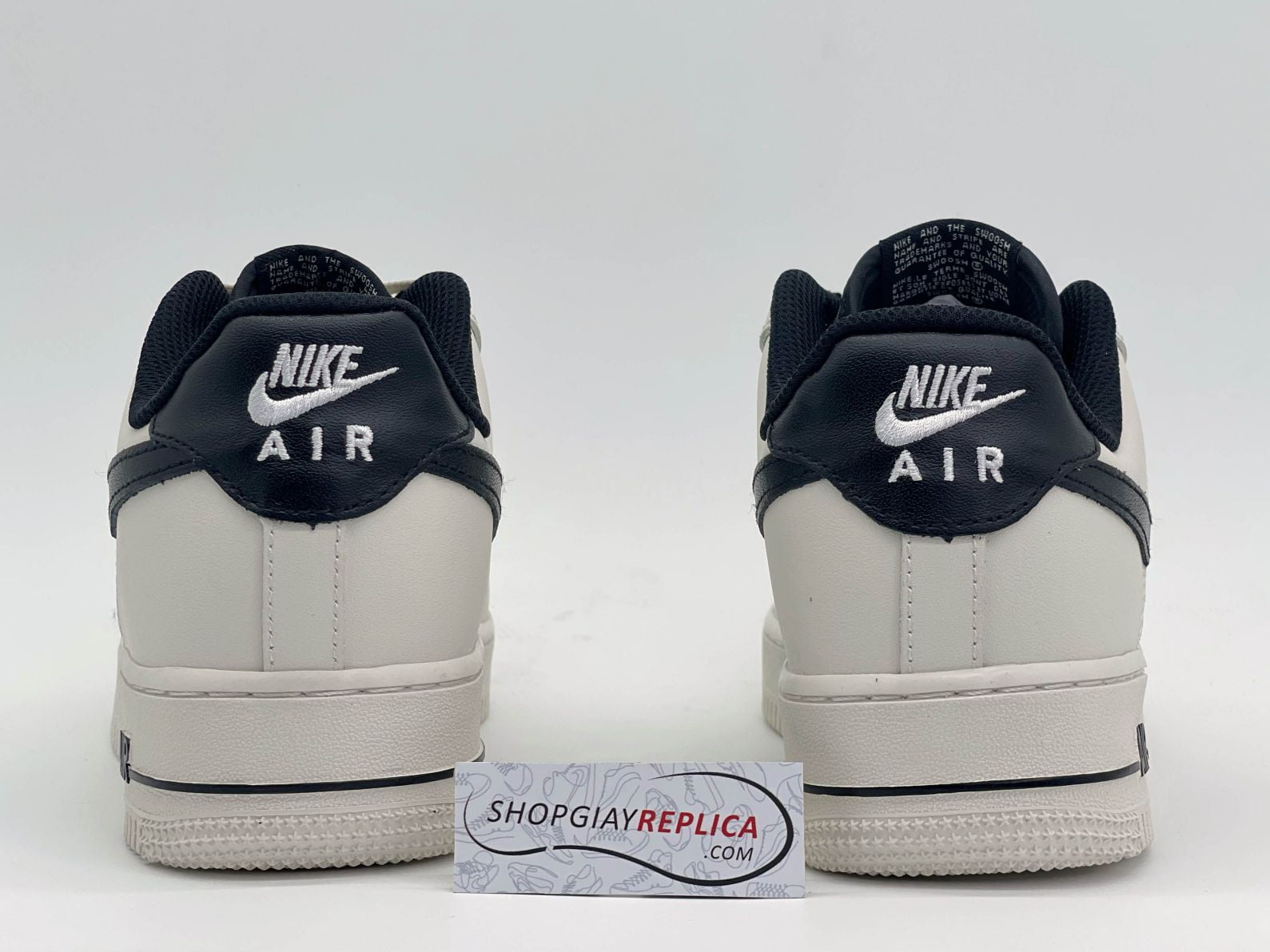 gót giày Air Force 1 Low Cream Black Swoosh rep 1:1