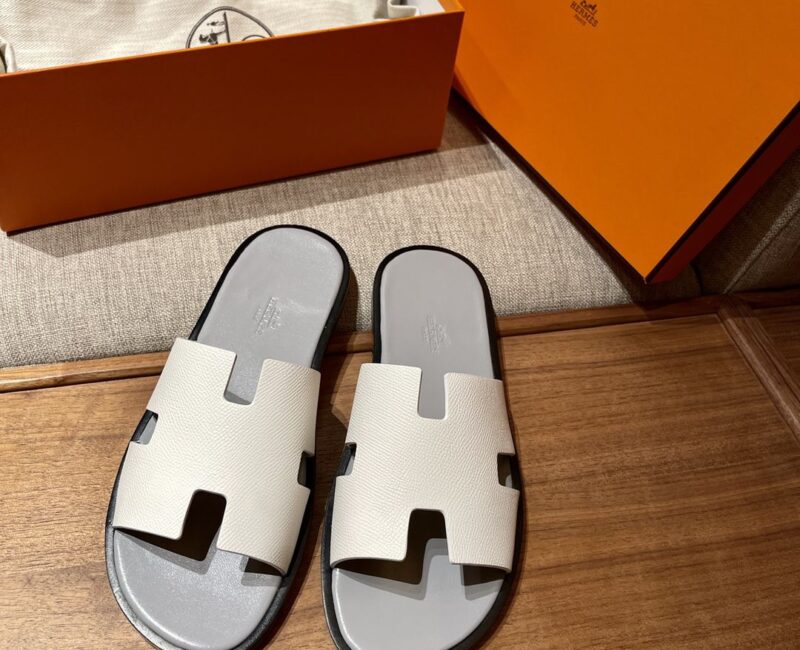 Dép Hermes Izmir da Epsom Trắng Đế Xám like auth