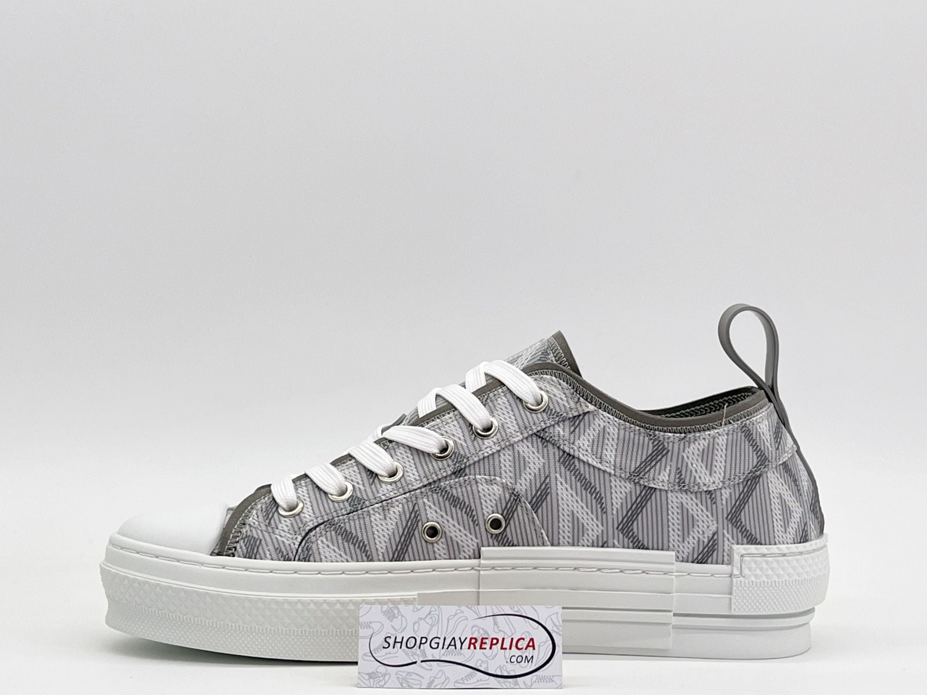 Giày Dior B23 Low Xám họa tiết CD Diamond Like Auth