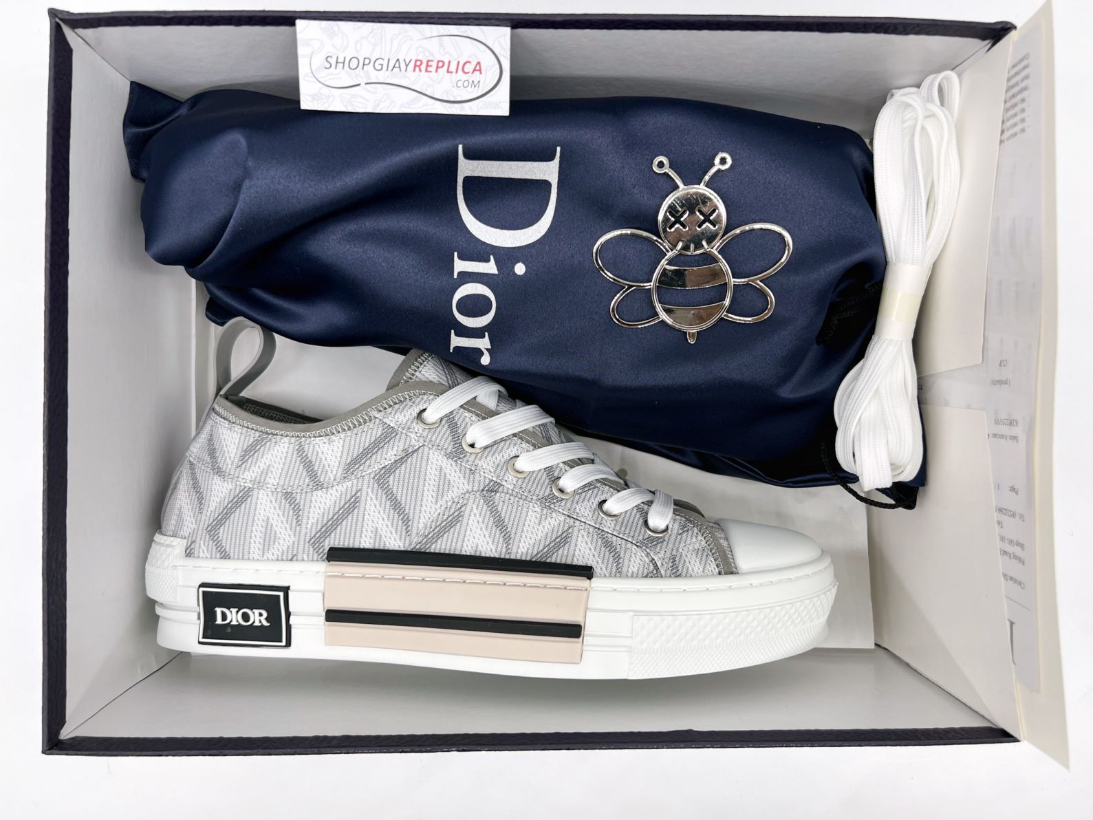 Giày Dior B23 Low Gray CD Diamond Like Auth