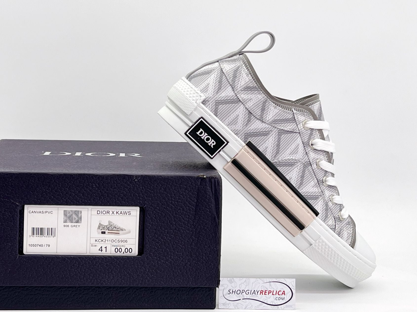 Giày Dior B23 Low Gray CD Diamond Like Auth
