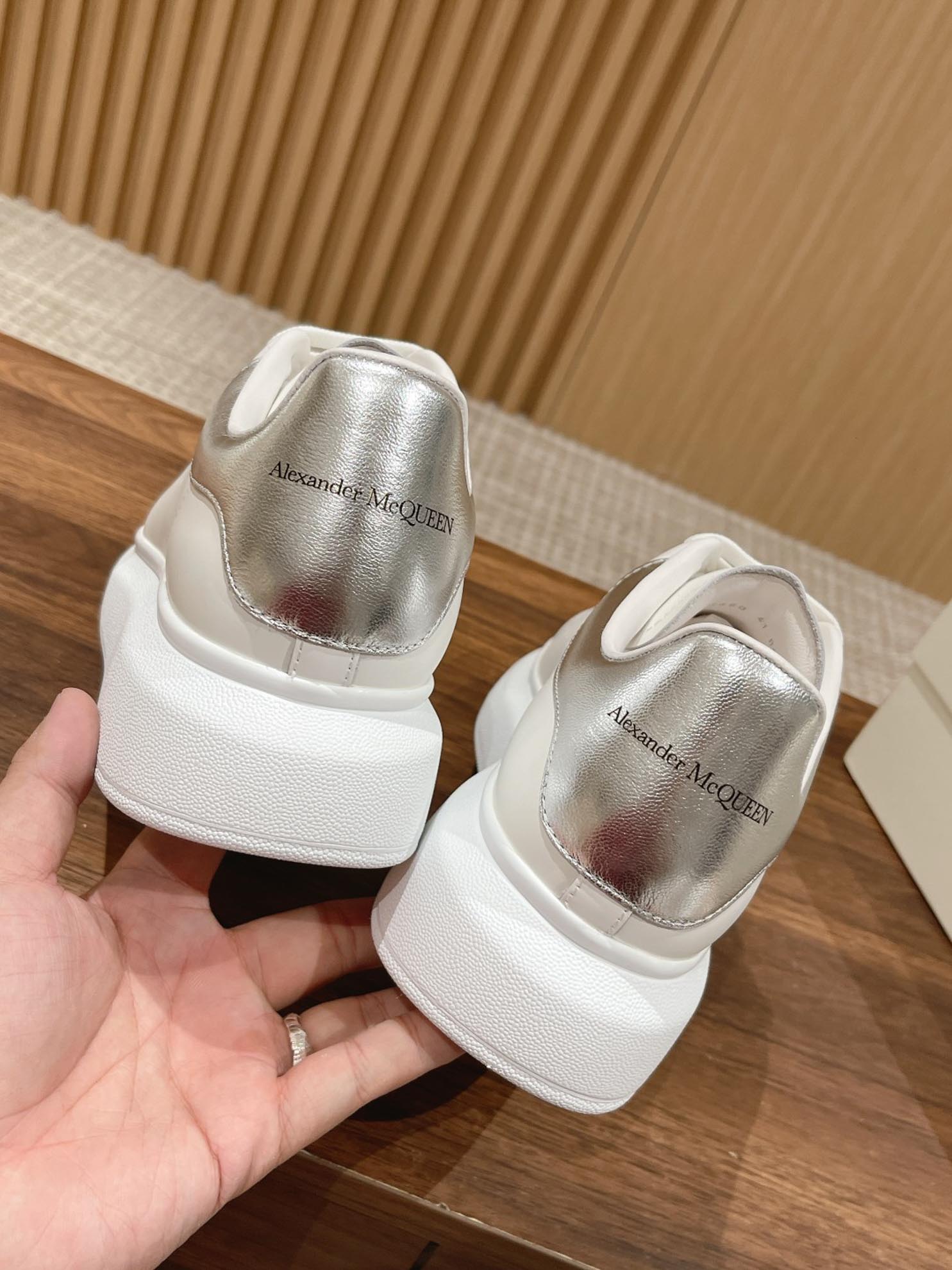 Giày Alexander McQueen Trắng Gót Bạc