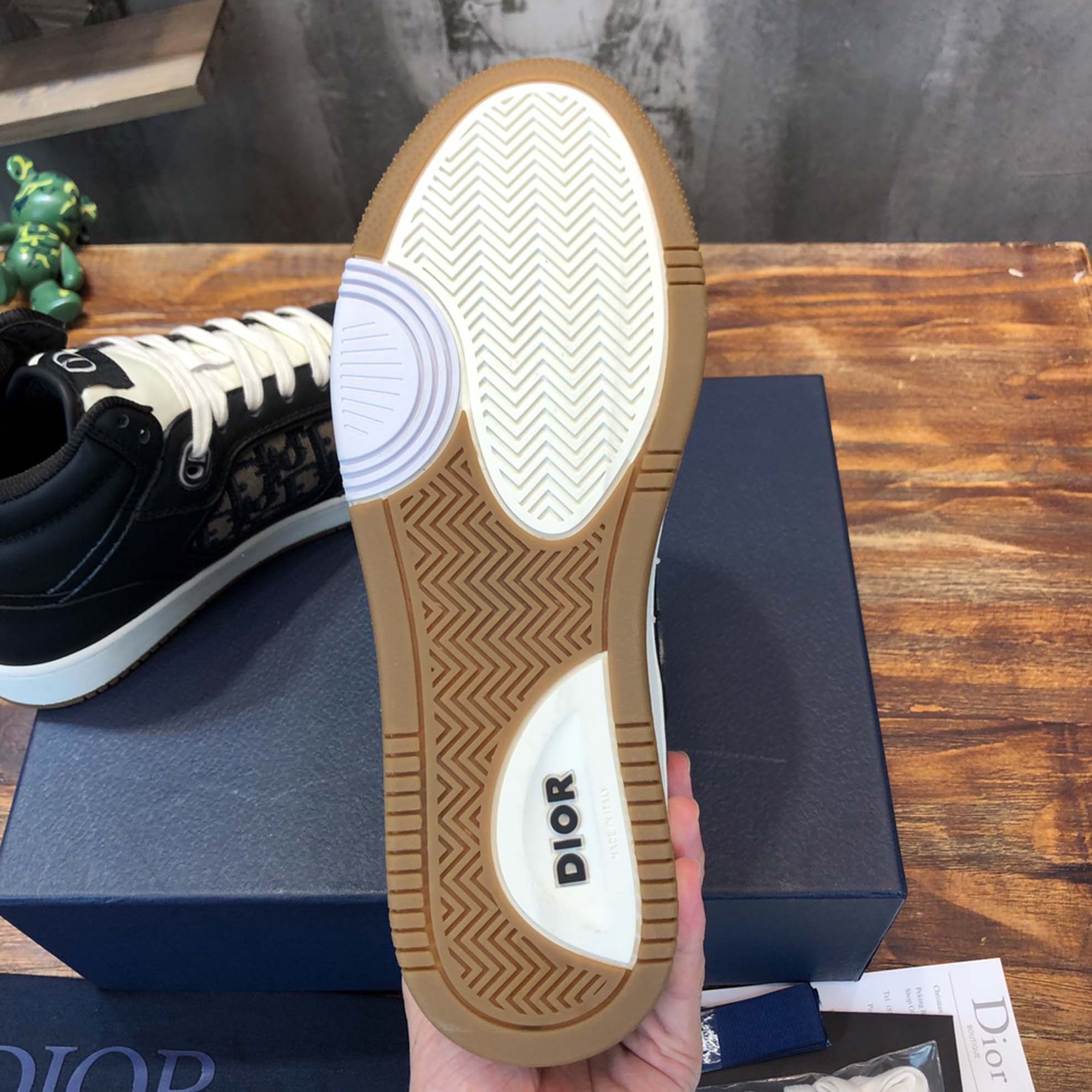 Giày Dior B27 High Black họa tiết vải Dior Oblique Jacquard Like Auth