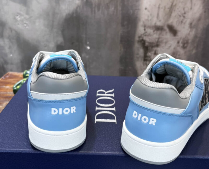 Giày Dior B27 Low Light Blue and White Gray họa tiết vải Dior Oblique Jacquard Like Auth