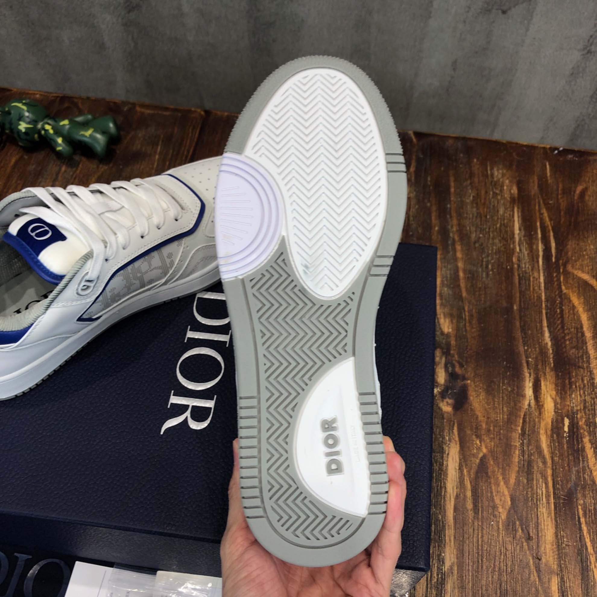 Giày Dior B27 Low White Blue họa tiết Dior Oblique Galaxy Like Auth