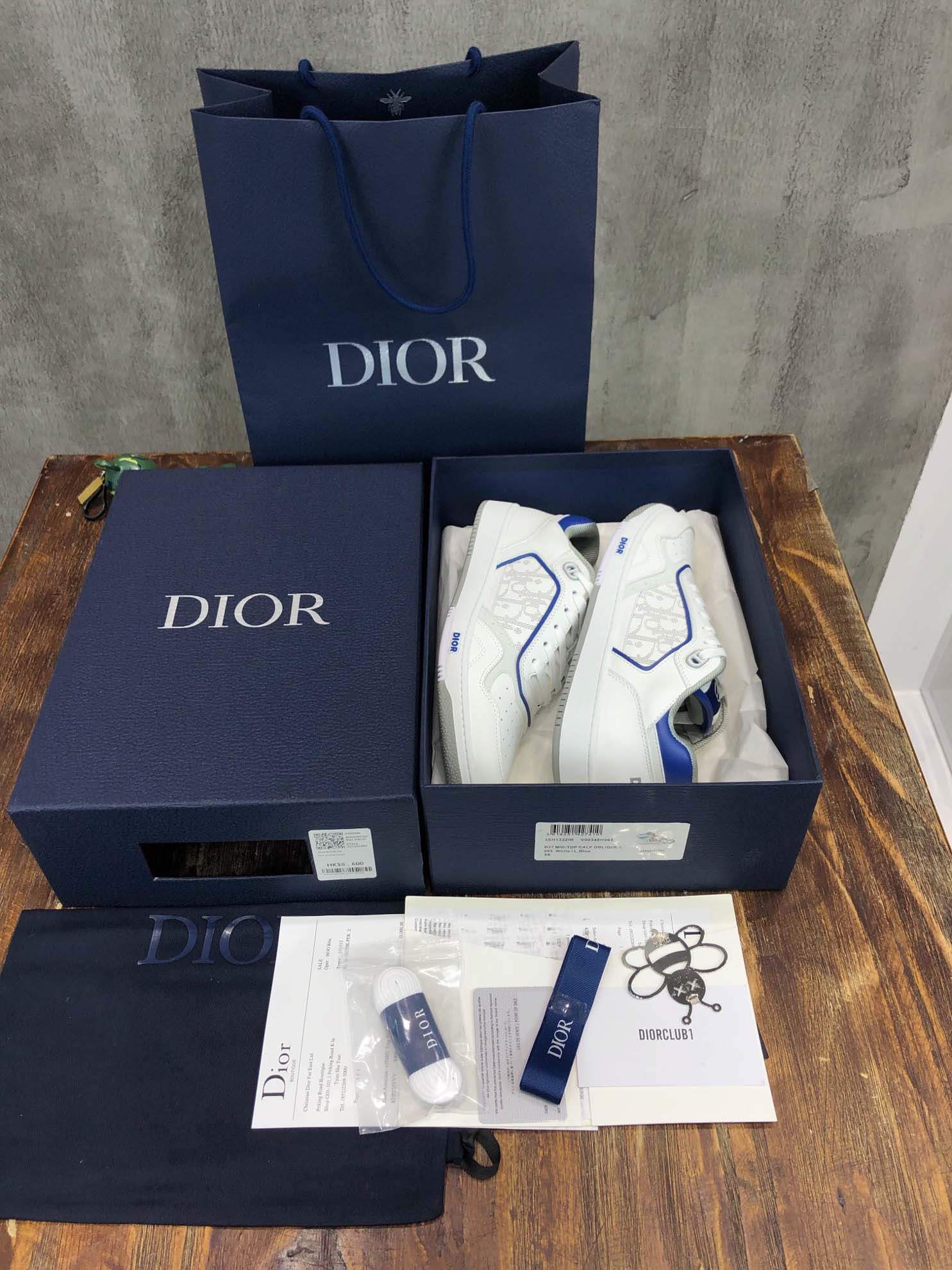 Giày Dior B27 Low White Blue họa tiết Dior Oblique Galaxy Like Auth